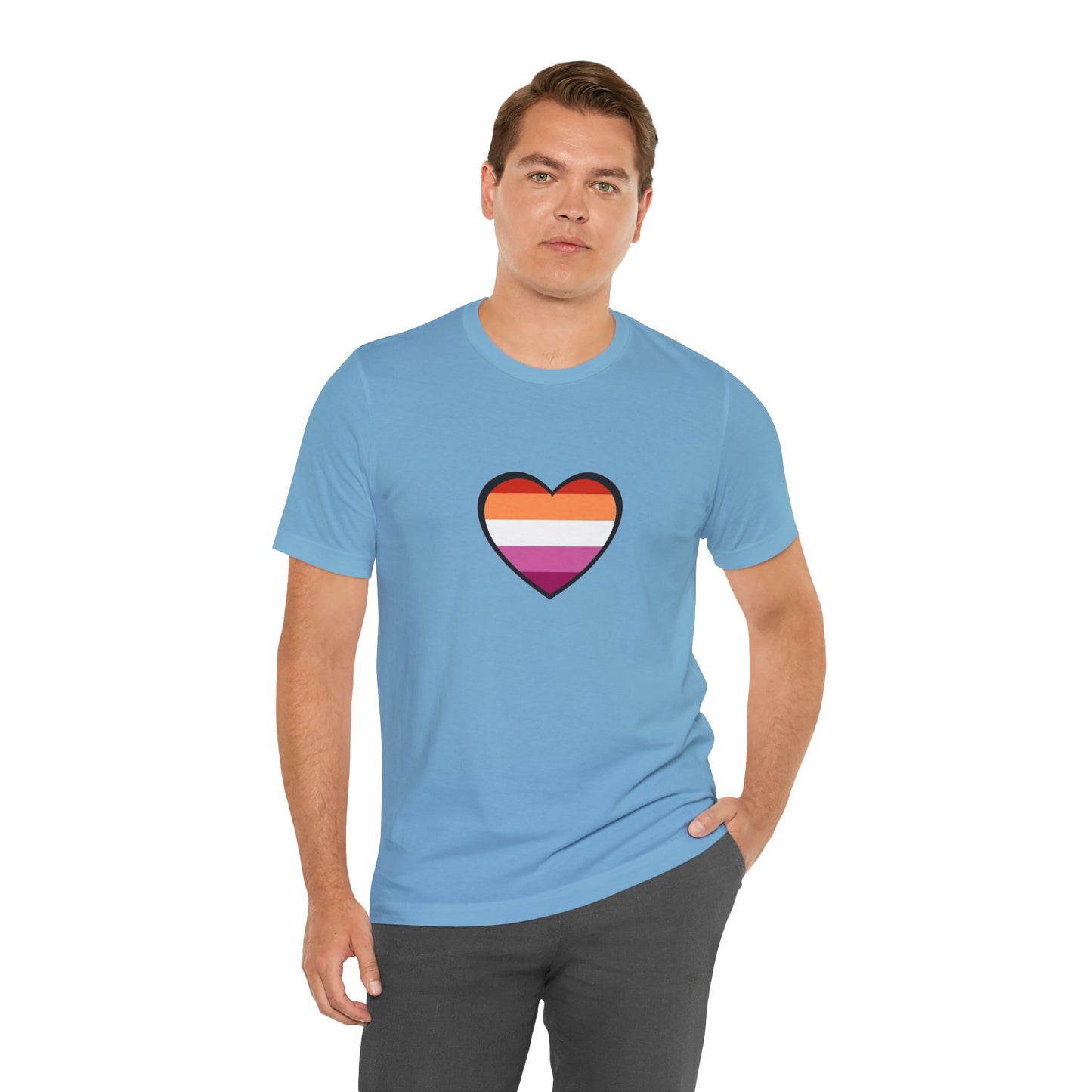 Lesbian Pride Flag Heart T-Shirt – Bold LGBTQ+ Graphic Tee - WhimSpin - https://whimspin.com