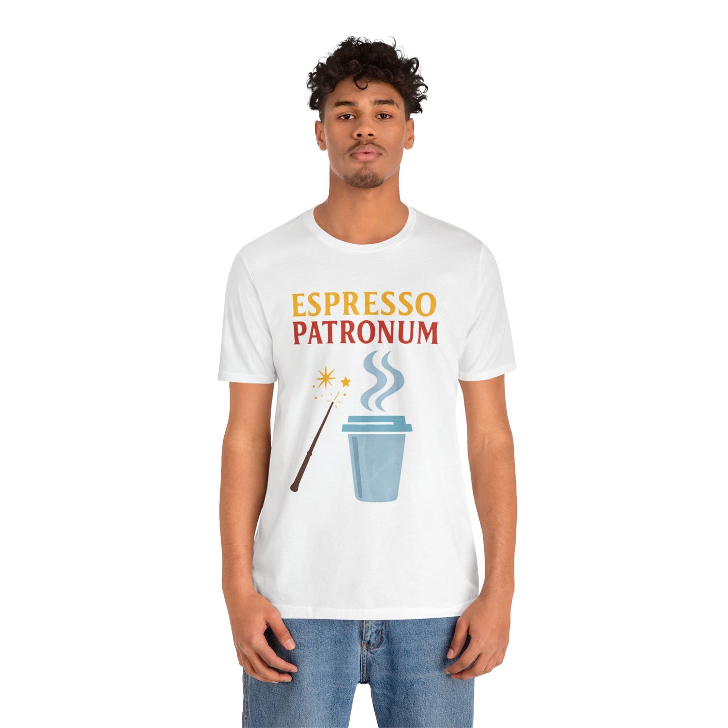 Espresso Patronum T-Shirt – Funny Coffee & Wizard Parody Tee