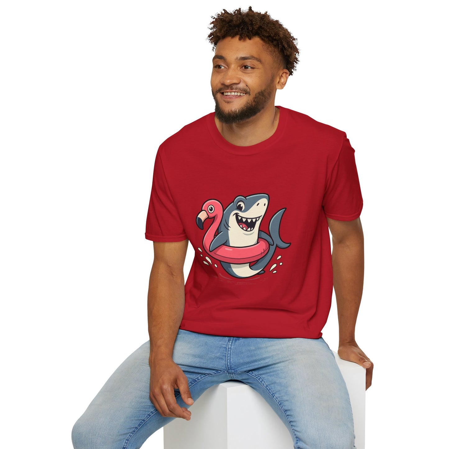 Shark & Flamingo Floatie T-Shirt – Funny Beach & Pool Day Tee