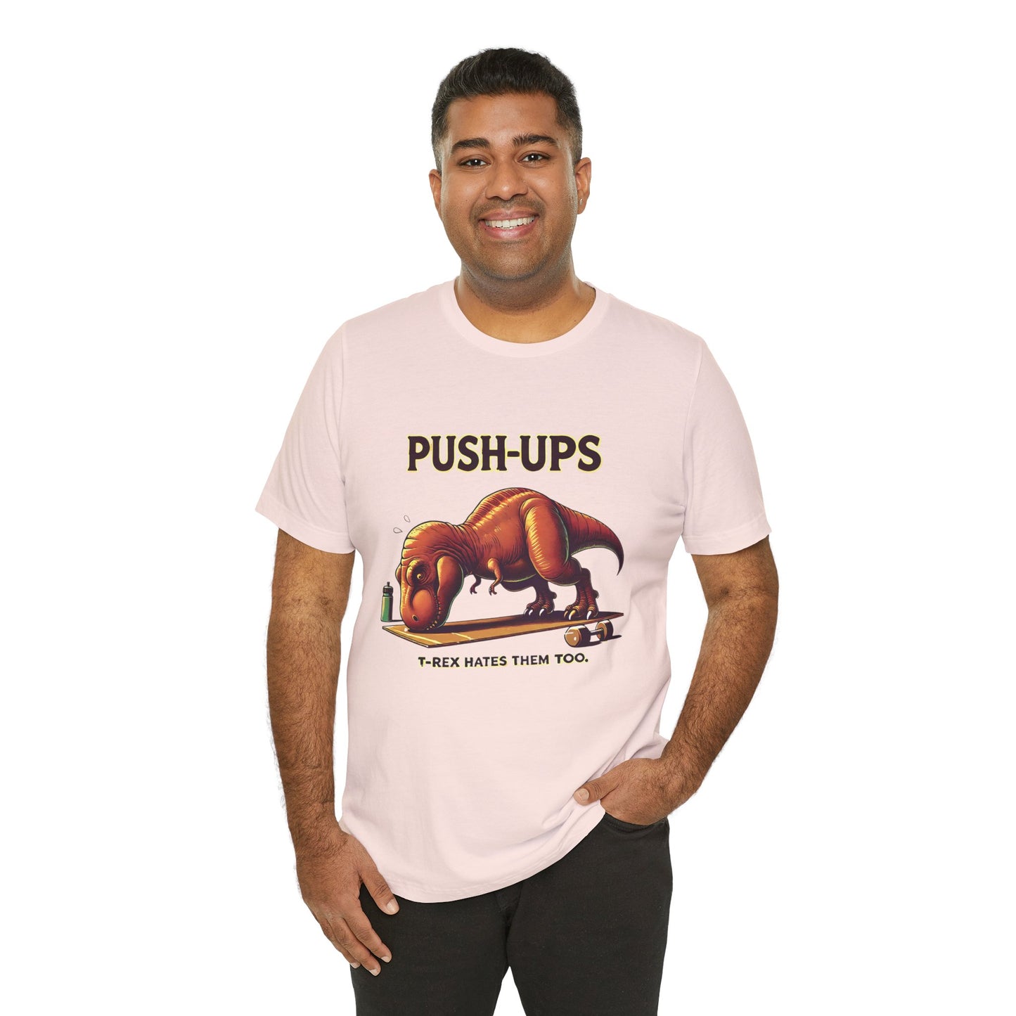 T-Rex Push-Up Graphic Tee – Funny Dinosaur Workout Graphic Shirt