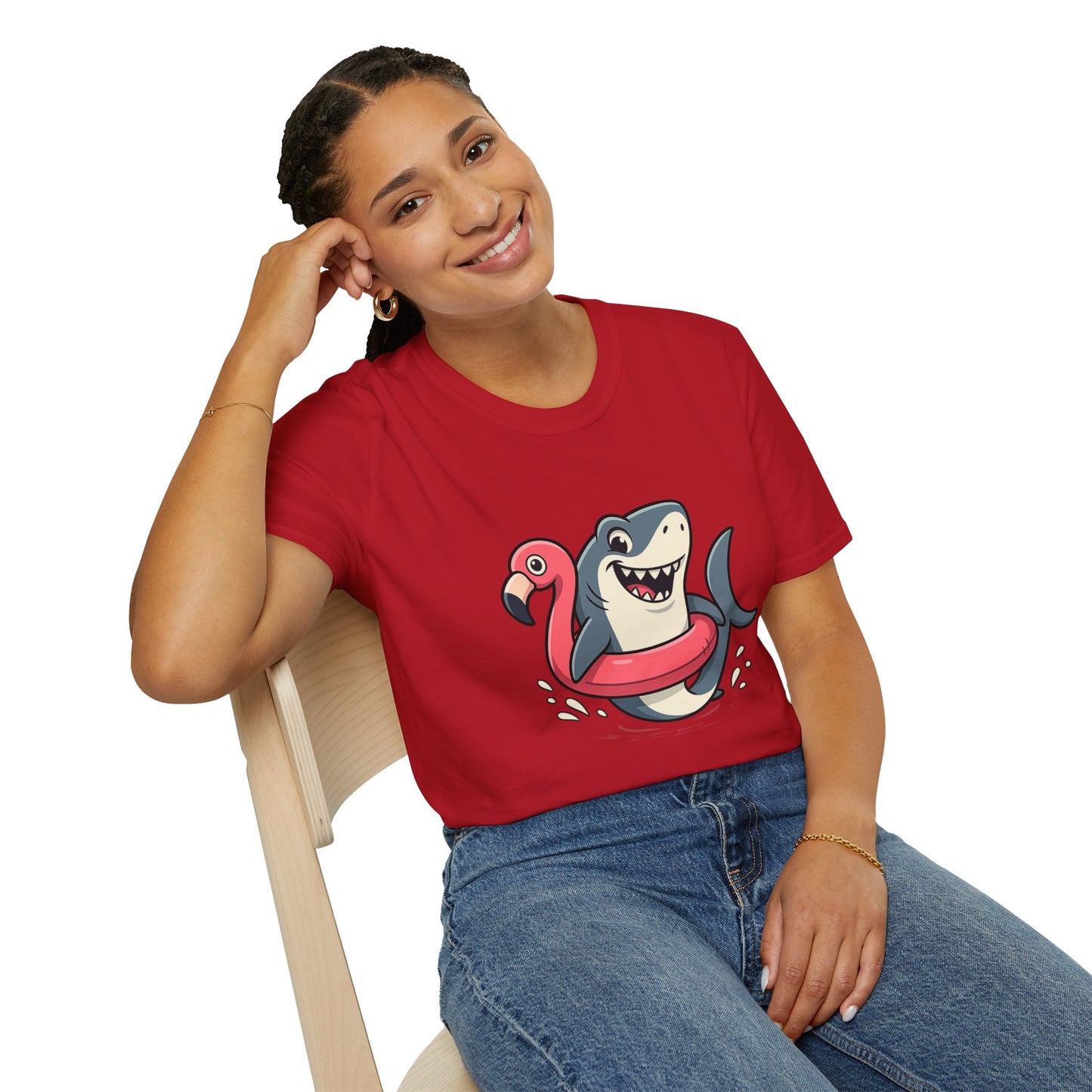 Shark & Flamingo Floatie T-Shirt – Funny Beach & Pool Day Tee