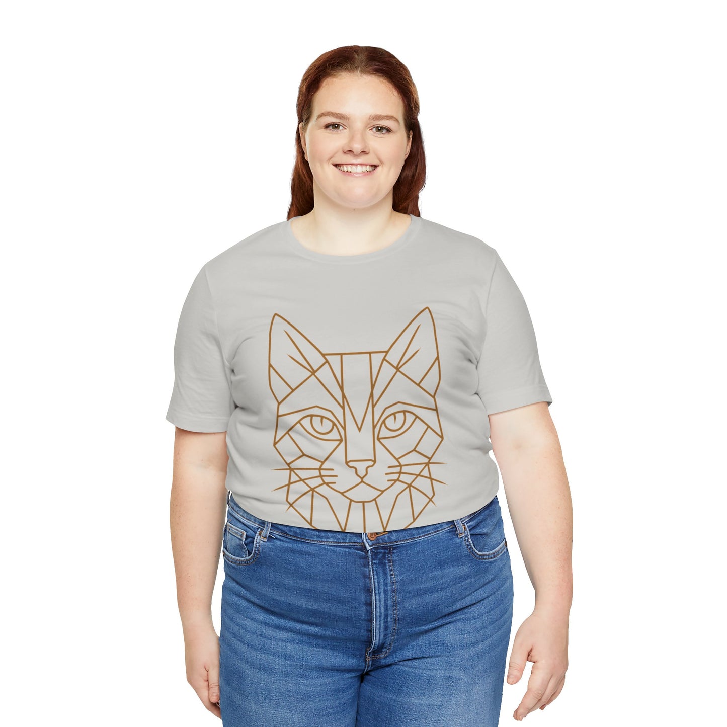 Geometric Cat T-Shirt – Minimalist Line Art Tee - WhimSpin - https://whimspin.com