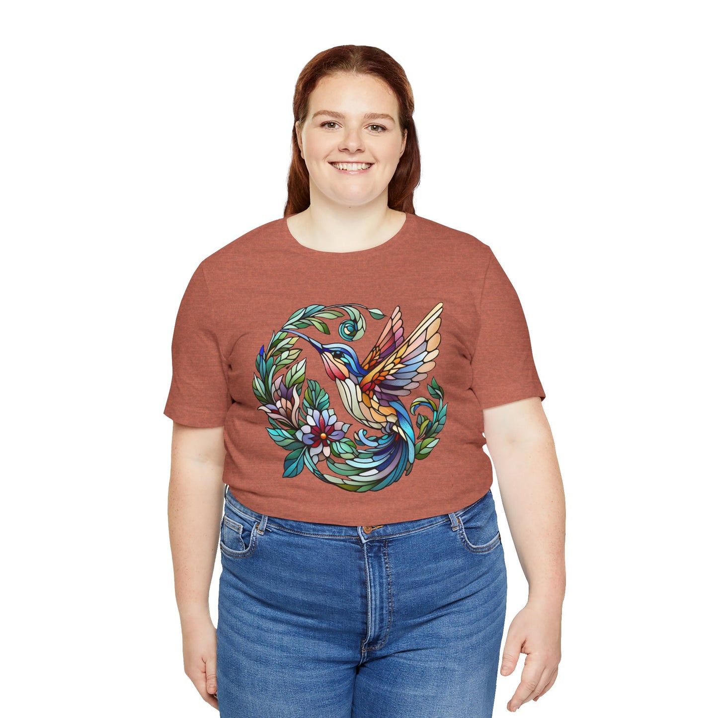 Stained Glass Hummingbird Tee – Vibrant Nature Shirt