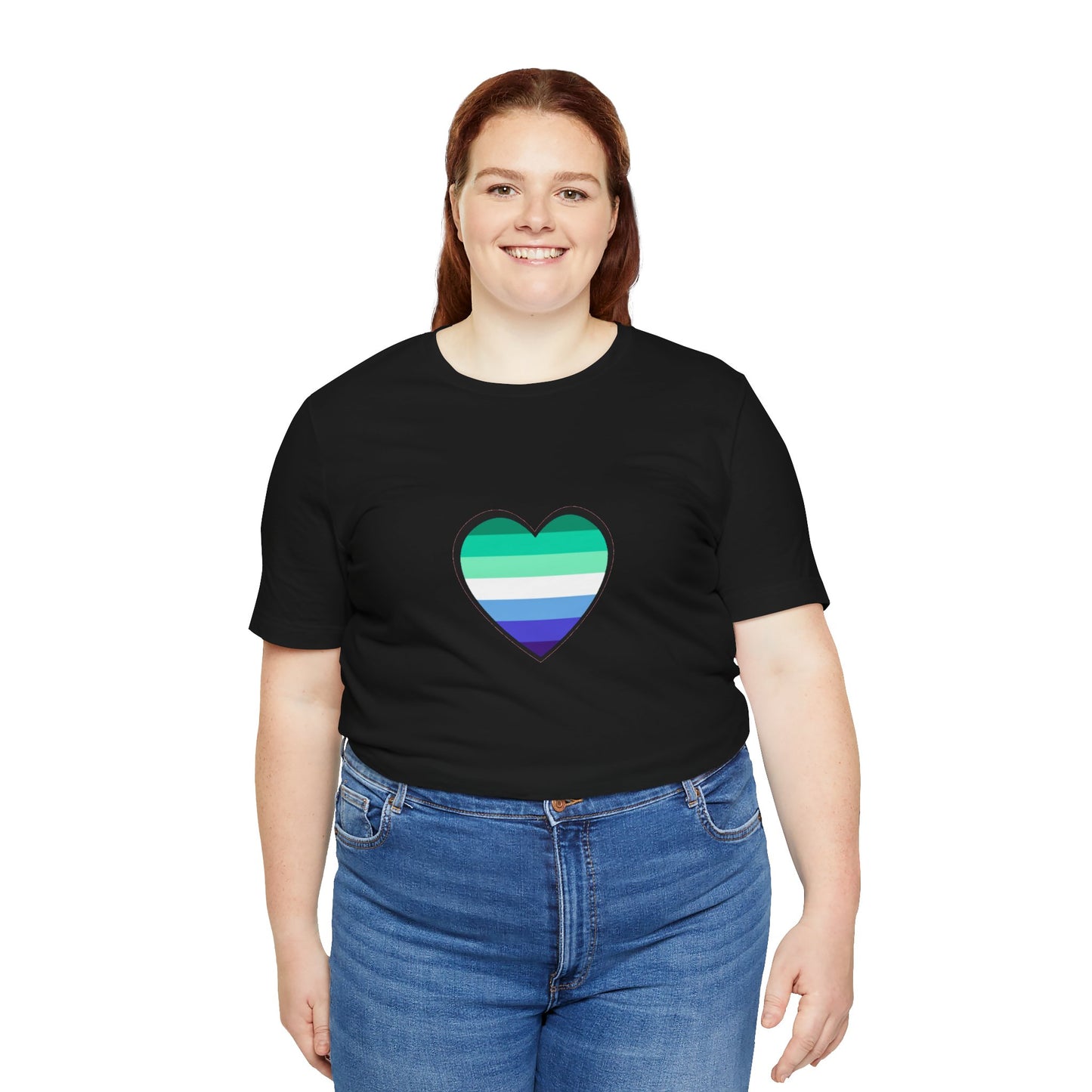 Gay Men’s Pride Flag Heart T-Shirt – LGBTQ+ Flag Design on Unisex Tee