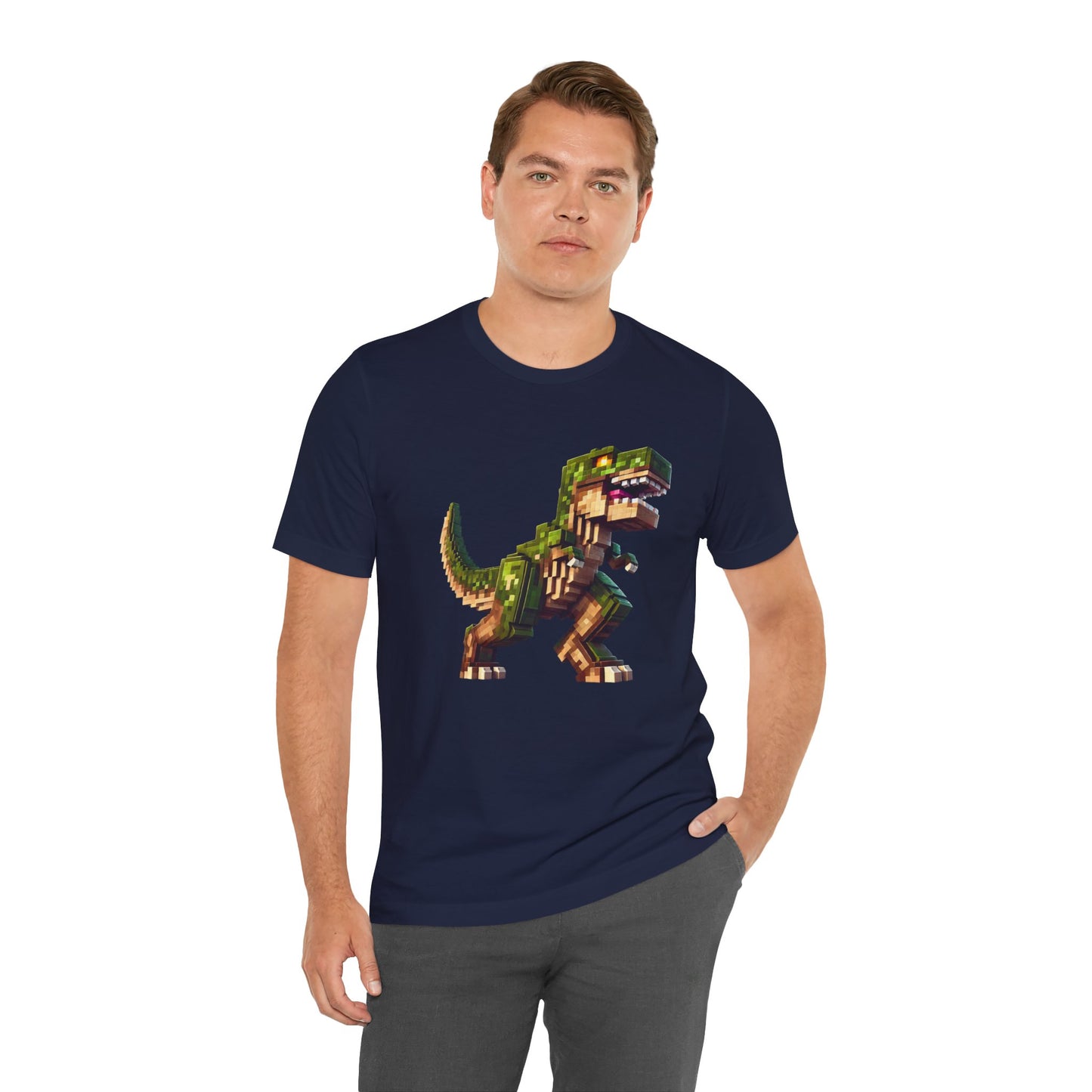 Pixel Dinosaur T-Shirt – Retro Dino Graphic Tee for Adults