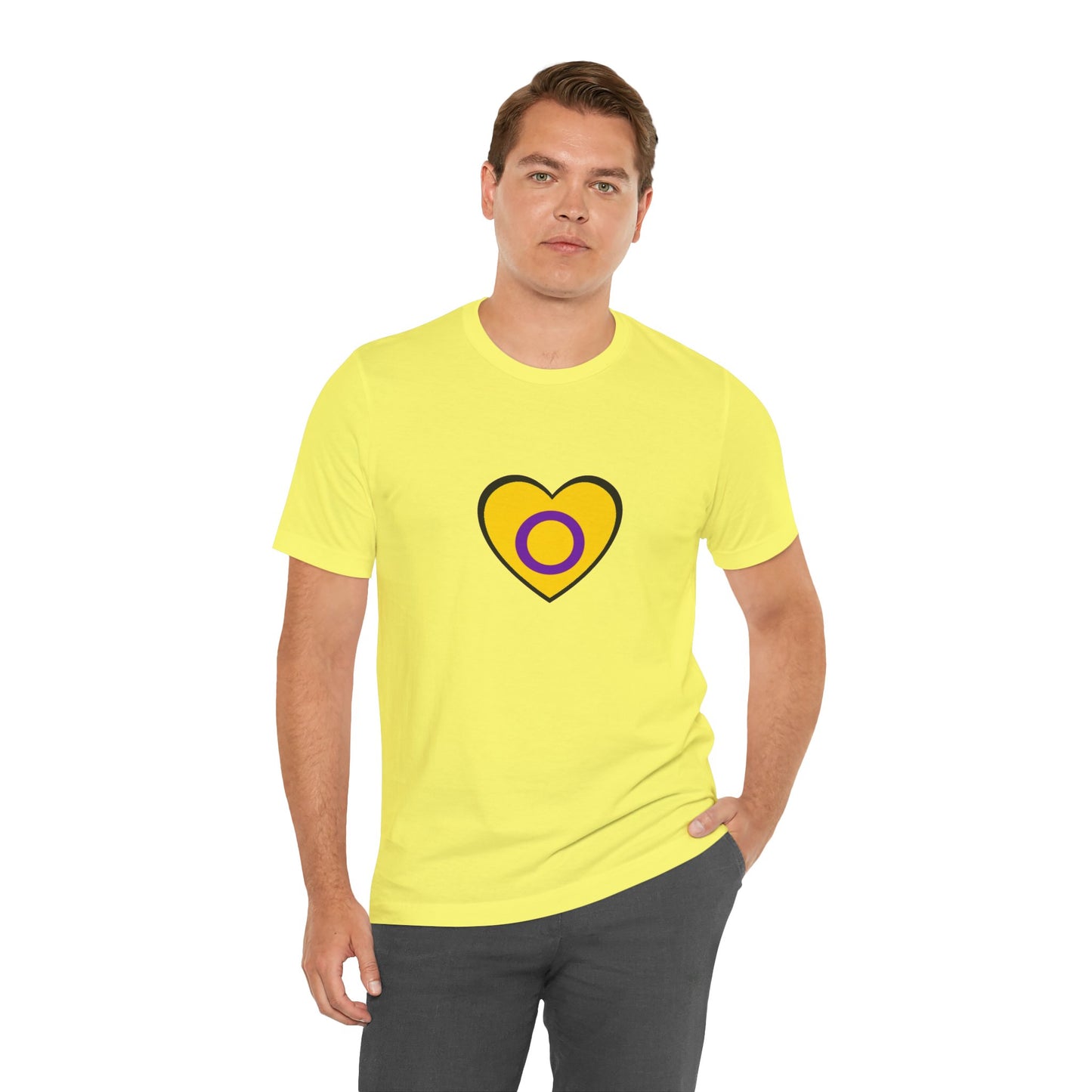 Intersex Pride Flag Heart T-Shirt – Minimalist LGBTQ+ Support Tee - WhimSpin - https://whimspin.com