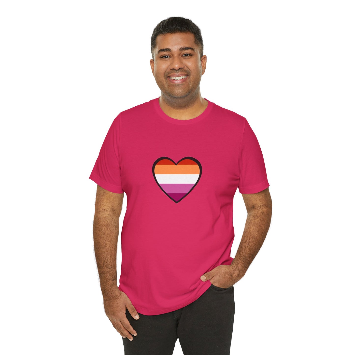 Lesbian Pride Flag Heart T-Shirt – Bold LGBTQ+ Graphic Tee - WhimSpin - https://whimspin.com