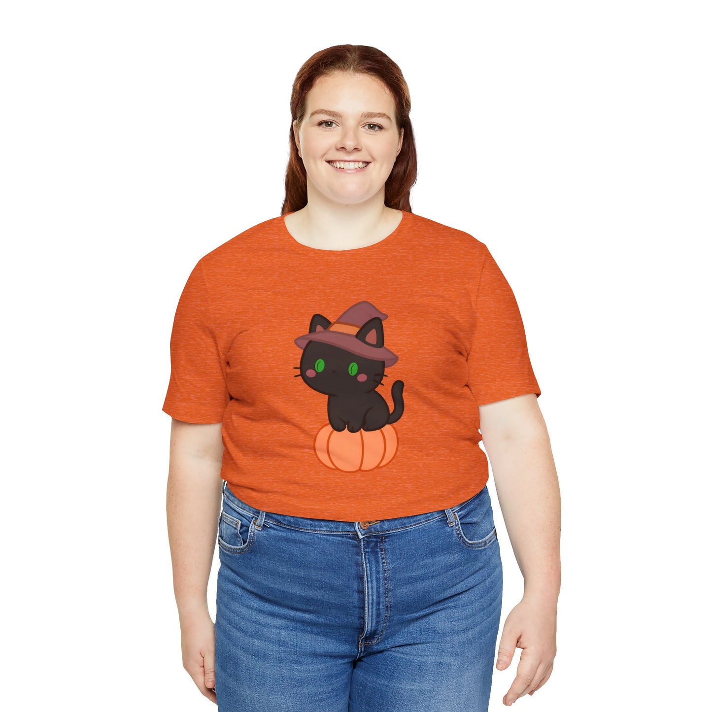 Halloween Cat Shirt – Cute Cat on a Pumpkin Graphic Tee