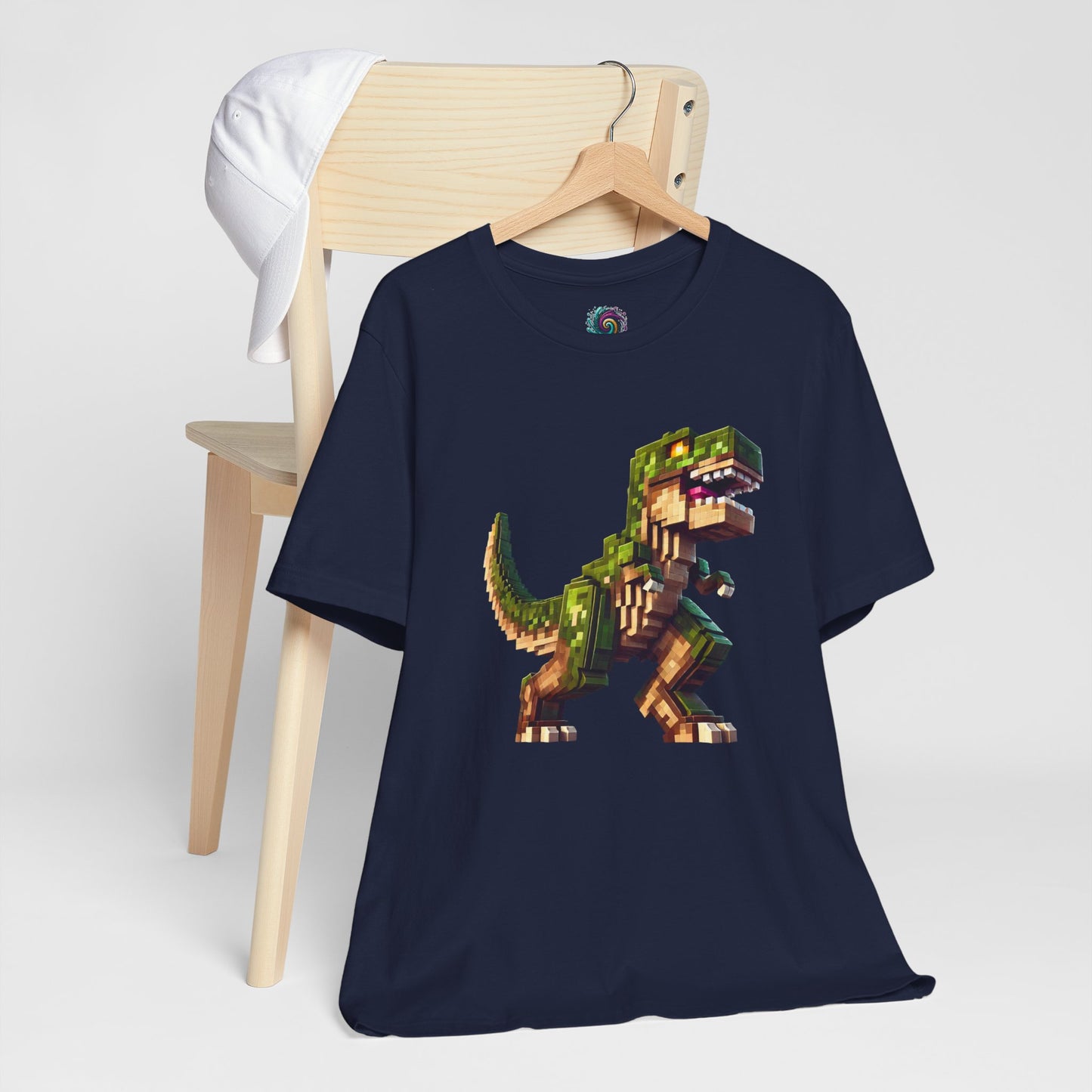 Pixel Dinosaur T-Shirt – Retro Dino Graphic Tee for Adults