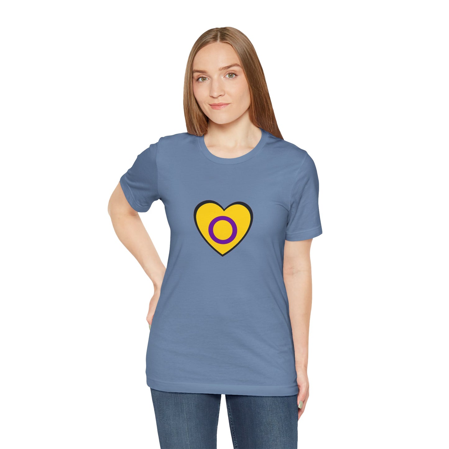 Intersex Pride Flag Heart T-Shirt – Minimalist LGBTQ+ Support Tee - WhimSpin - https://whimspin.com