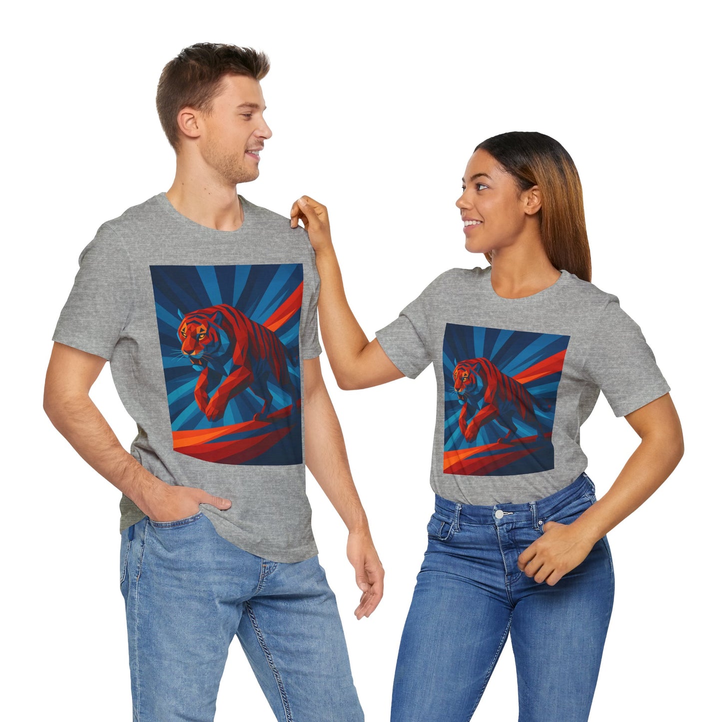Geometric Tiger T-Shirt – Bold Jungle Animal Tee in Abstract Style - WhimSpin - https://whimspin.com