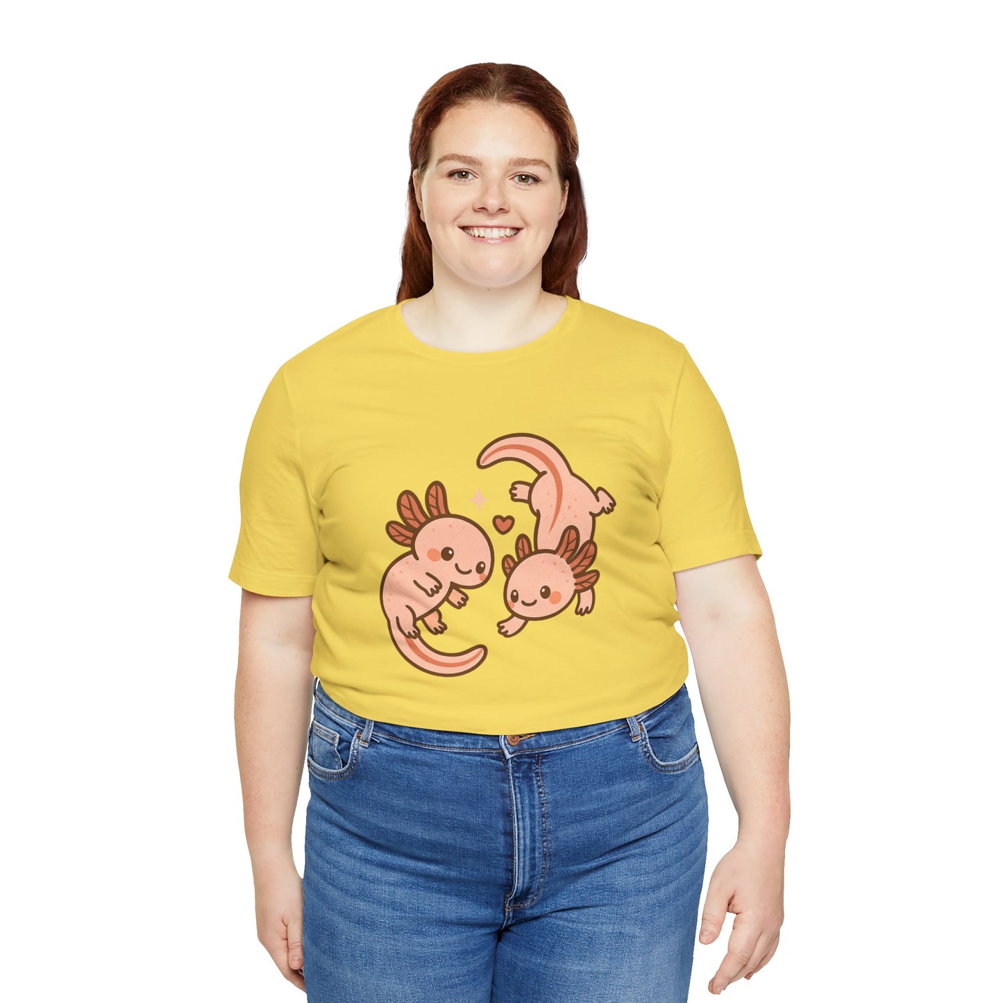 Kawaii Axolotl T-Shirt – Cute Tee with Smiling Axolotls - WhimSpin - https://whimspin.com