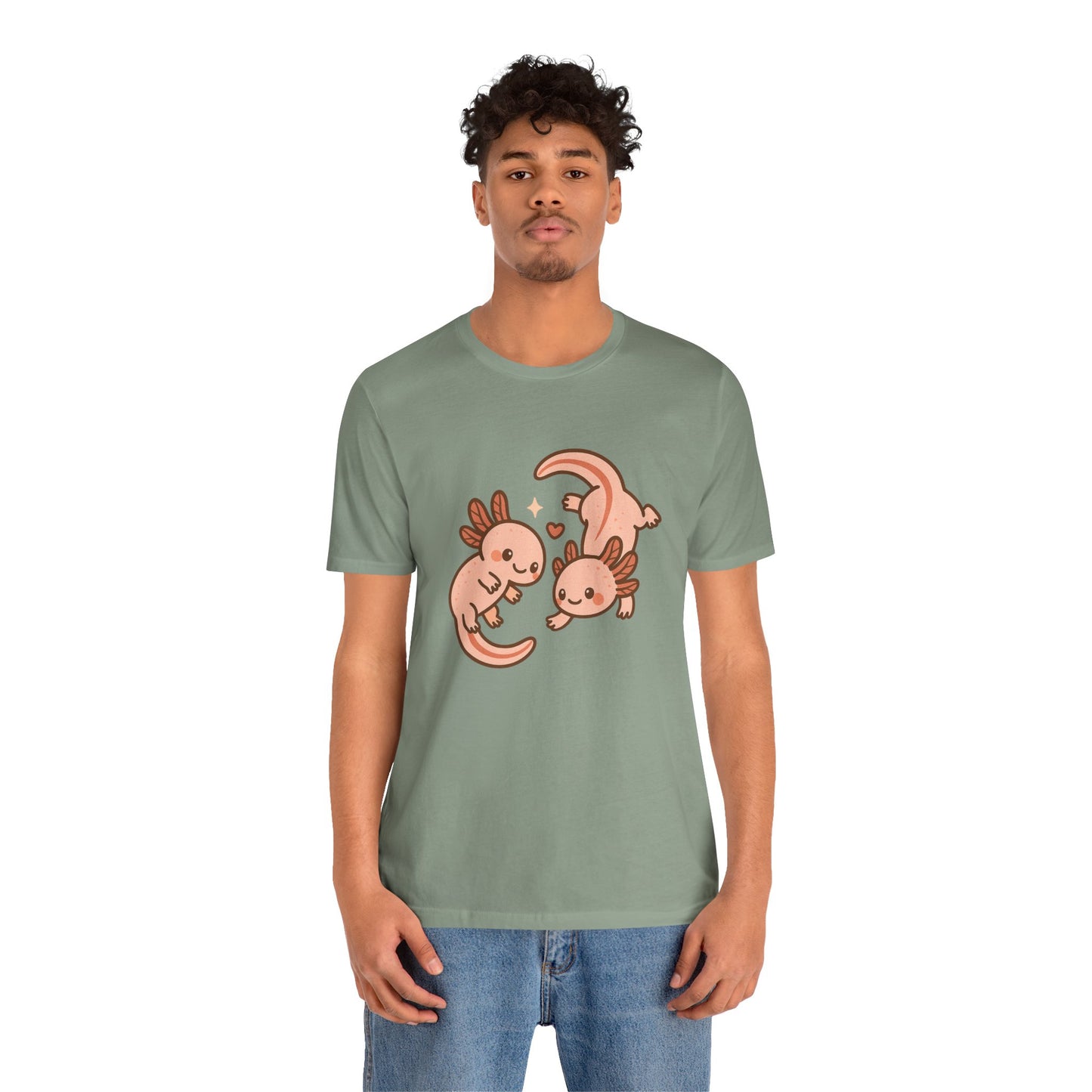 Kawaii Axolotl T-Shirt – Cute Tee with Smiling Axolotls - WhimSpin - https://whimspin.com