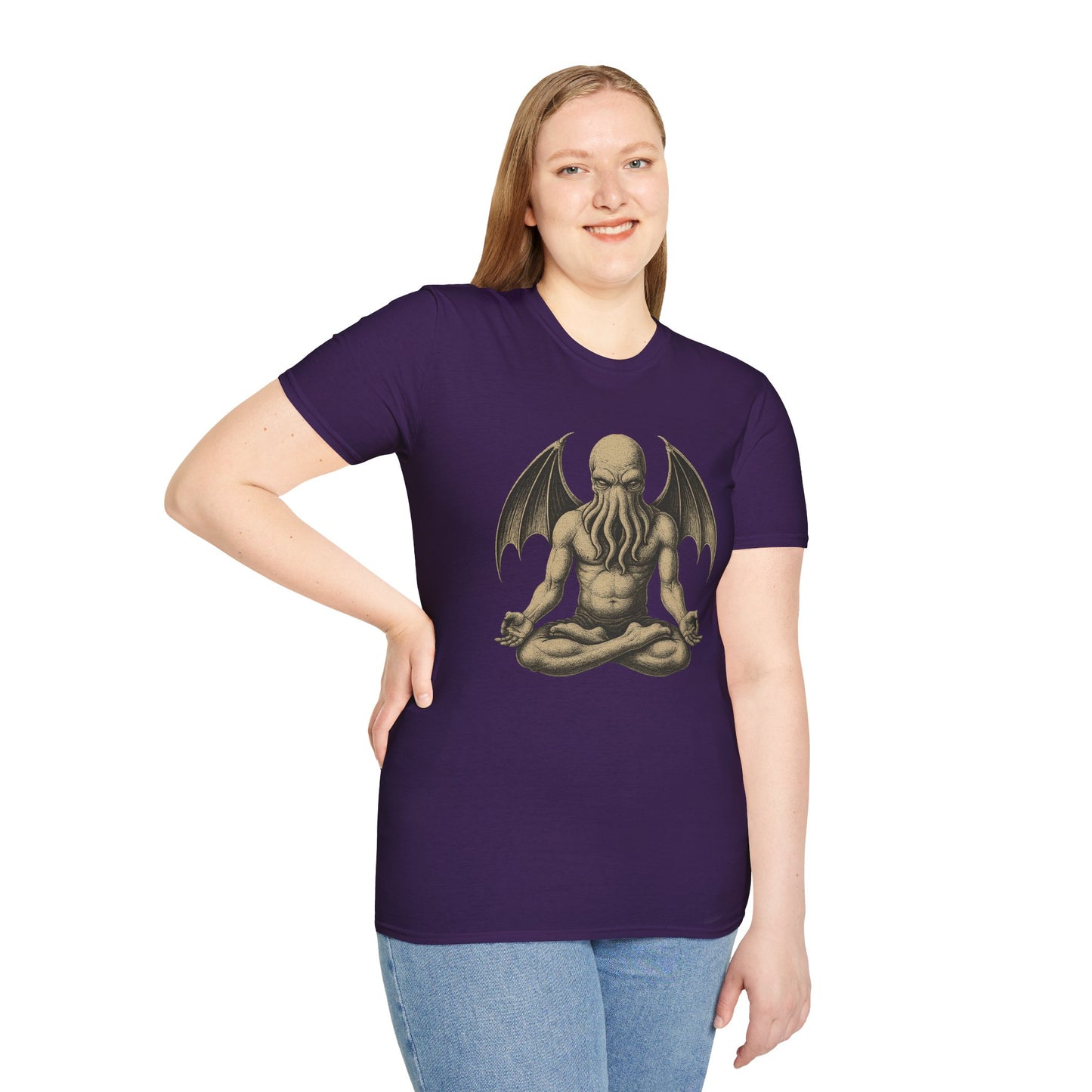 Meditating Cthulhu T-Shirt – Unisex Mythos Tee for Sci-Fi & Festival Fans - WhimSpin - https://whimspin.com