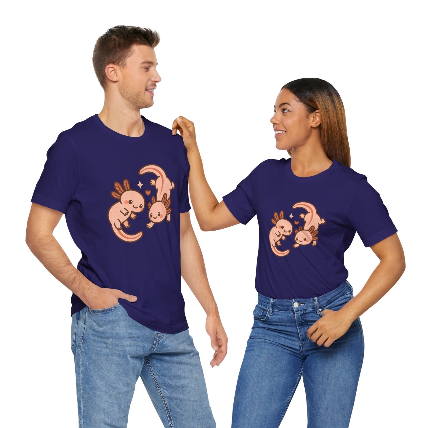 Kawaii Axolotl T-Shirt – Cute Tee with Smiling Axolotls - WhimSpin - https://whimspin.com