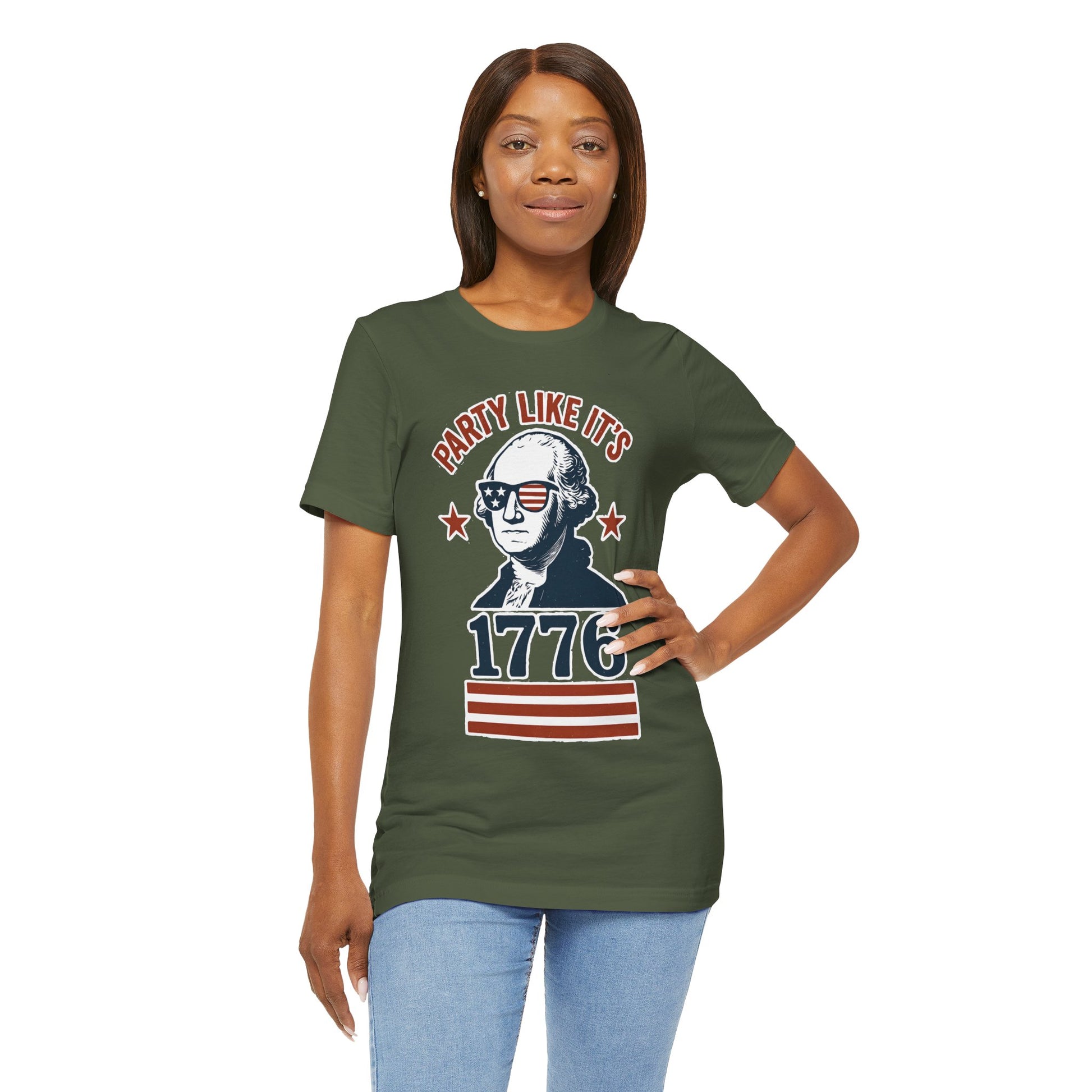 Party Like It's 1776 T-Shirt – Funny 4th of July Tee with George Washington Graphic - WhimSpin - https://whimspin.com