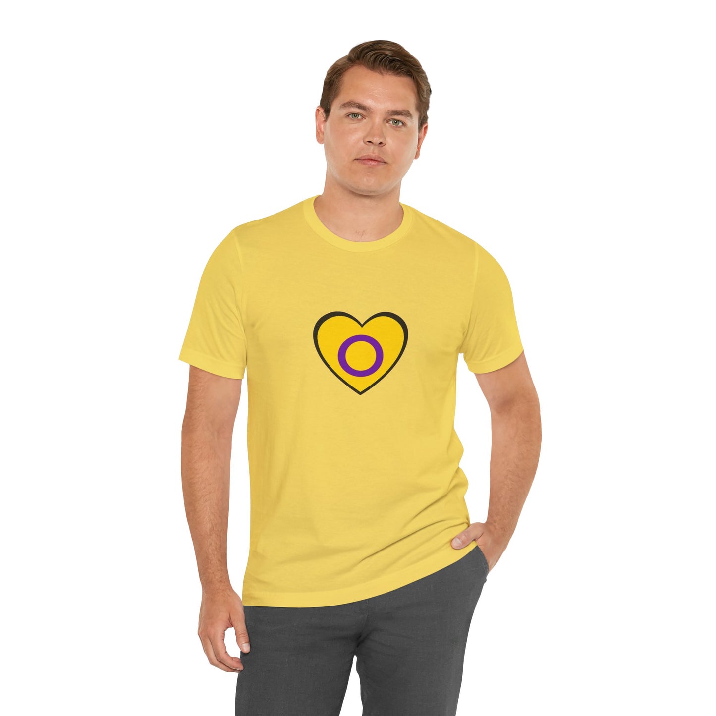 Intersex Pride Flag Heart T-Shirt – Minimalist LGBTQ+ Support Tee - WhimSpin - https://whimspin.com