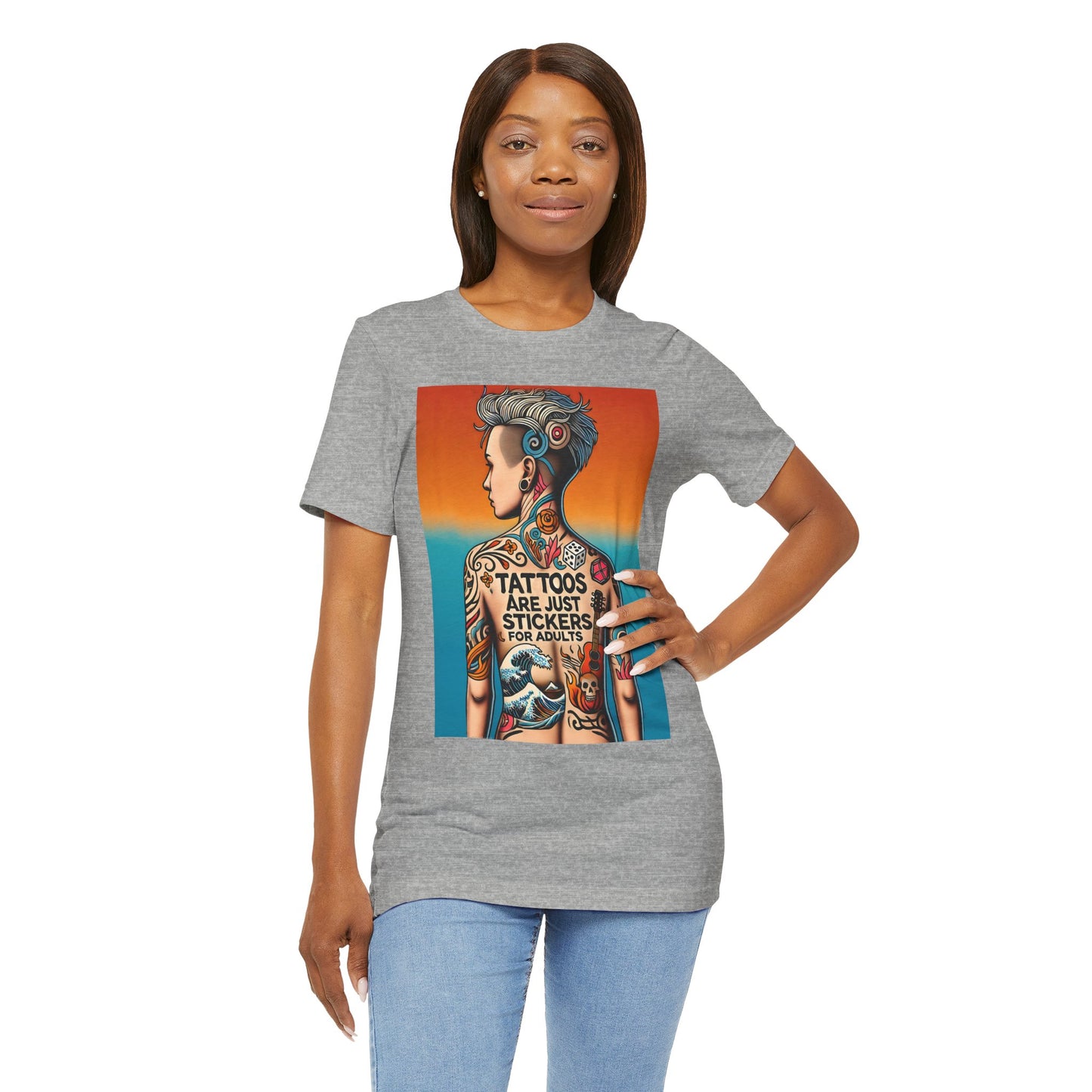 Tattoos Are Just Stickers for Adults T-Shirt – Funny Tattoo Lover Graphic Tee - WhimSpin - https://whimspin.com