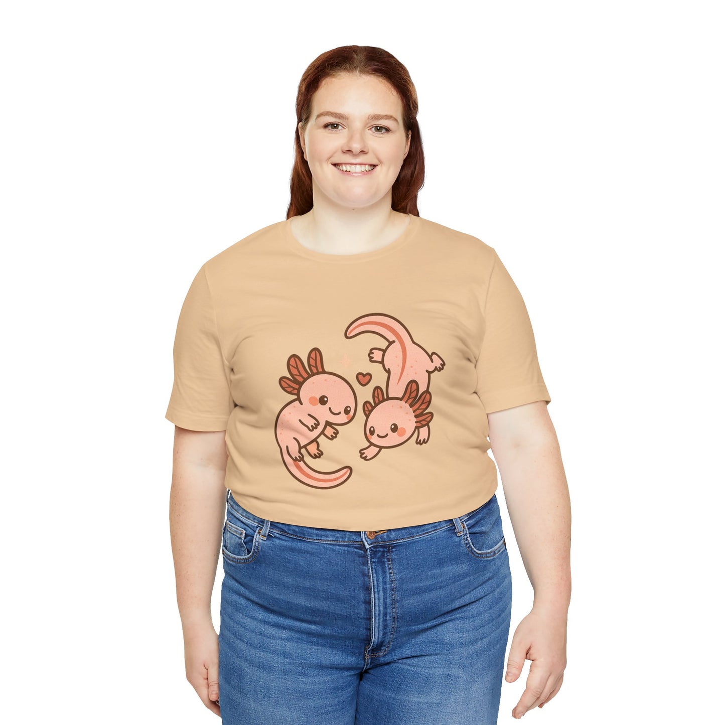 Kawaii Axolotl T-Shirt – Cute Tee with Smiling Axolotls - WhimSpin - https://whimspin.com