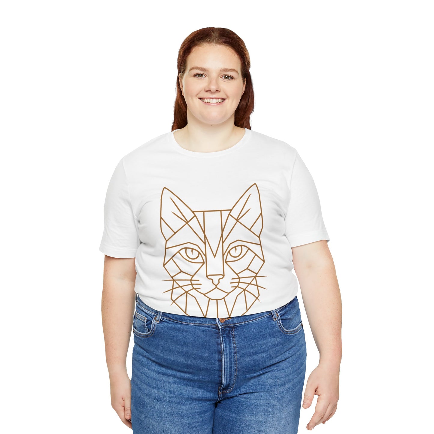 Geometric Cat T-Shirt – Minimalist Line Art Tee - WhimSpin - https://whimspin.com