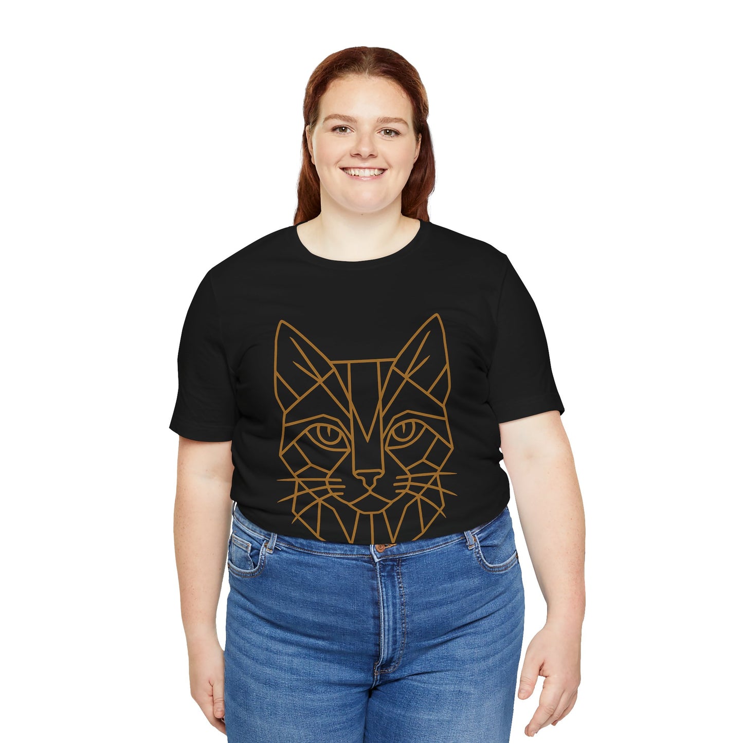 Geometric Cat T-Shirt – Minimalist Line Art Tee - WhimSpin - https://whimspin.com