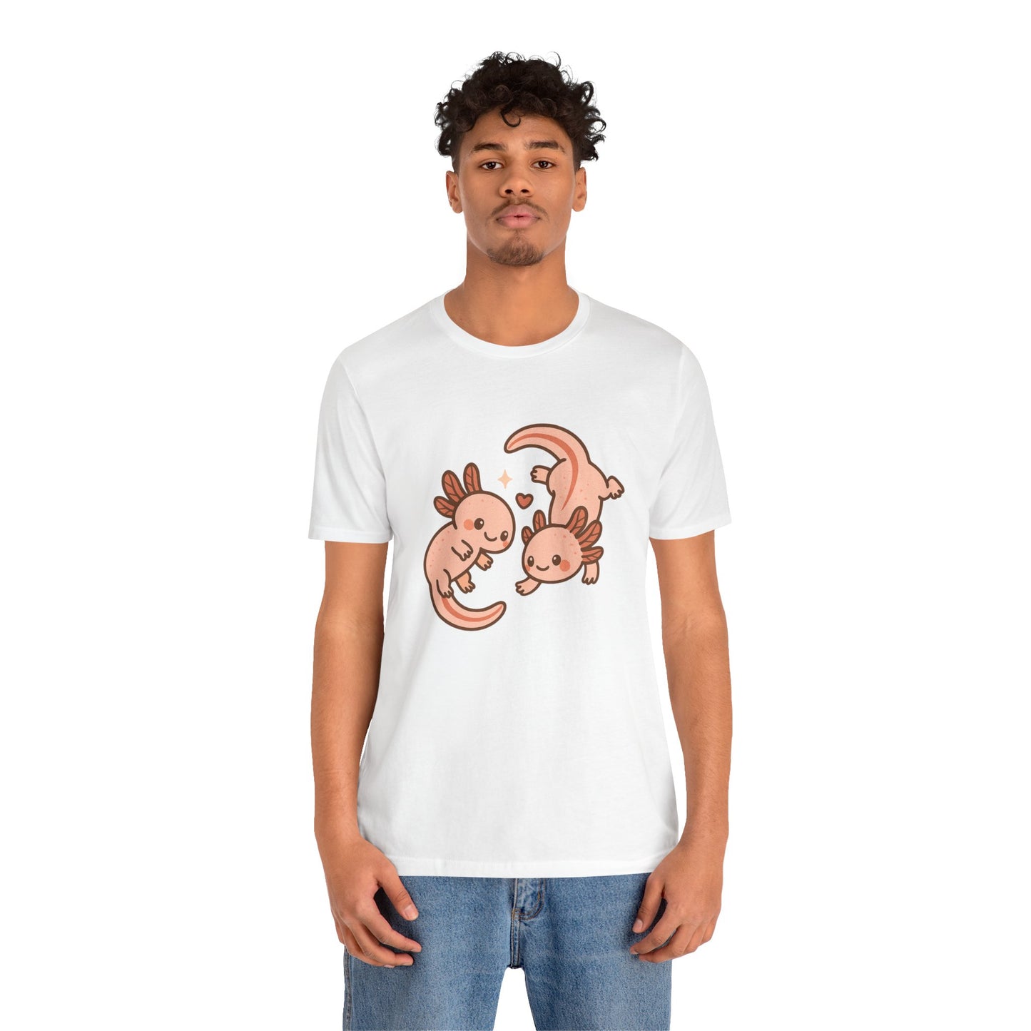 Kawaii Axolotl T-Shirt – Cute Tee with Smiling Axolotls - WhimSpin - https://whimspin.com