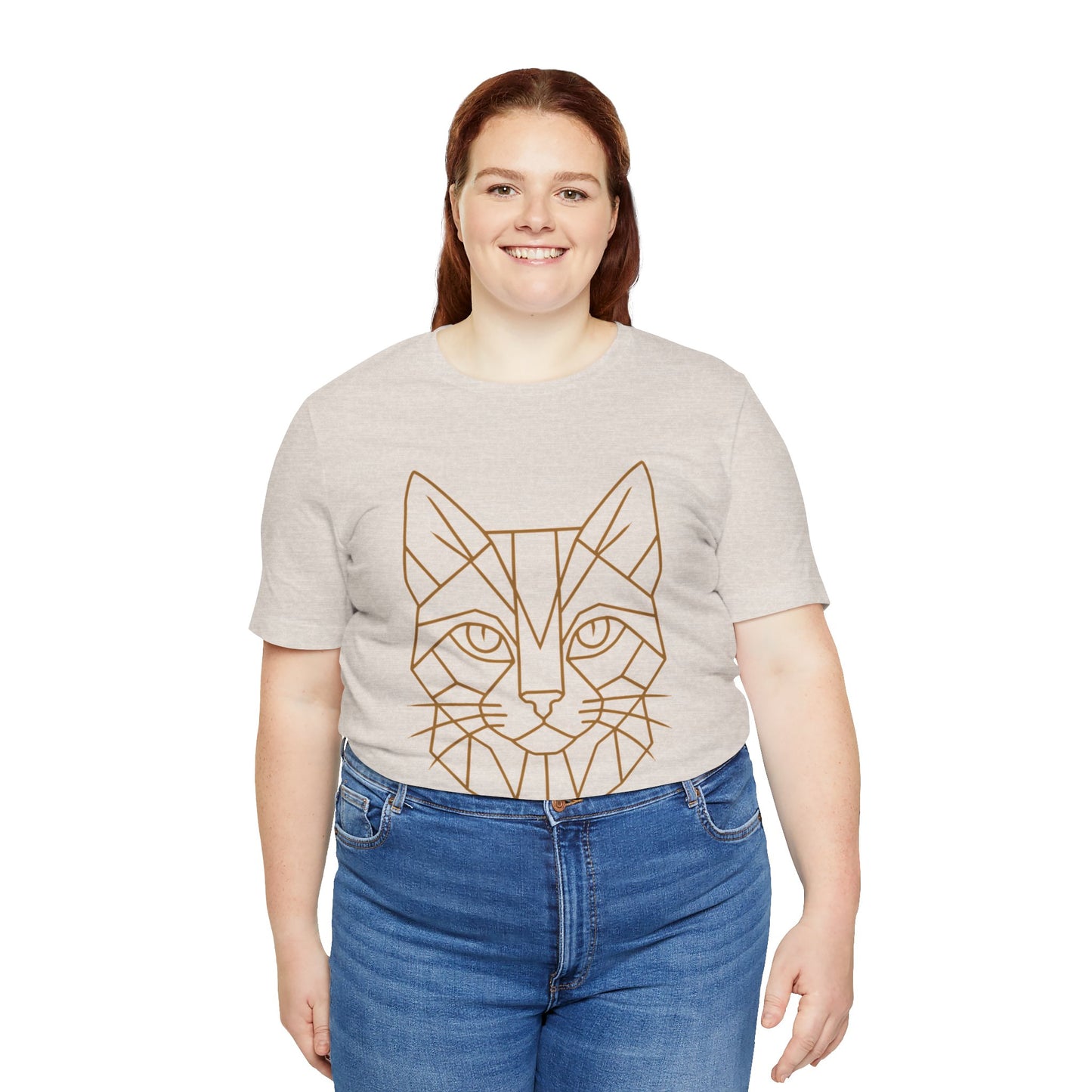 Geometric Cat T-Shirt – Minimalist Line Art Tee - WhimSpin - https://whimspin.com