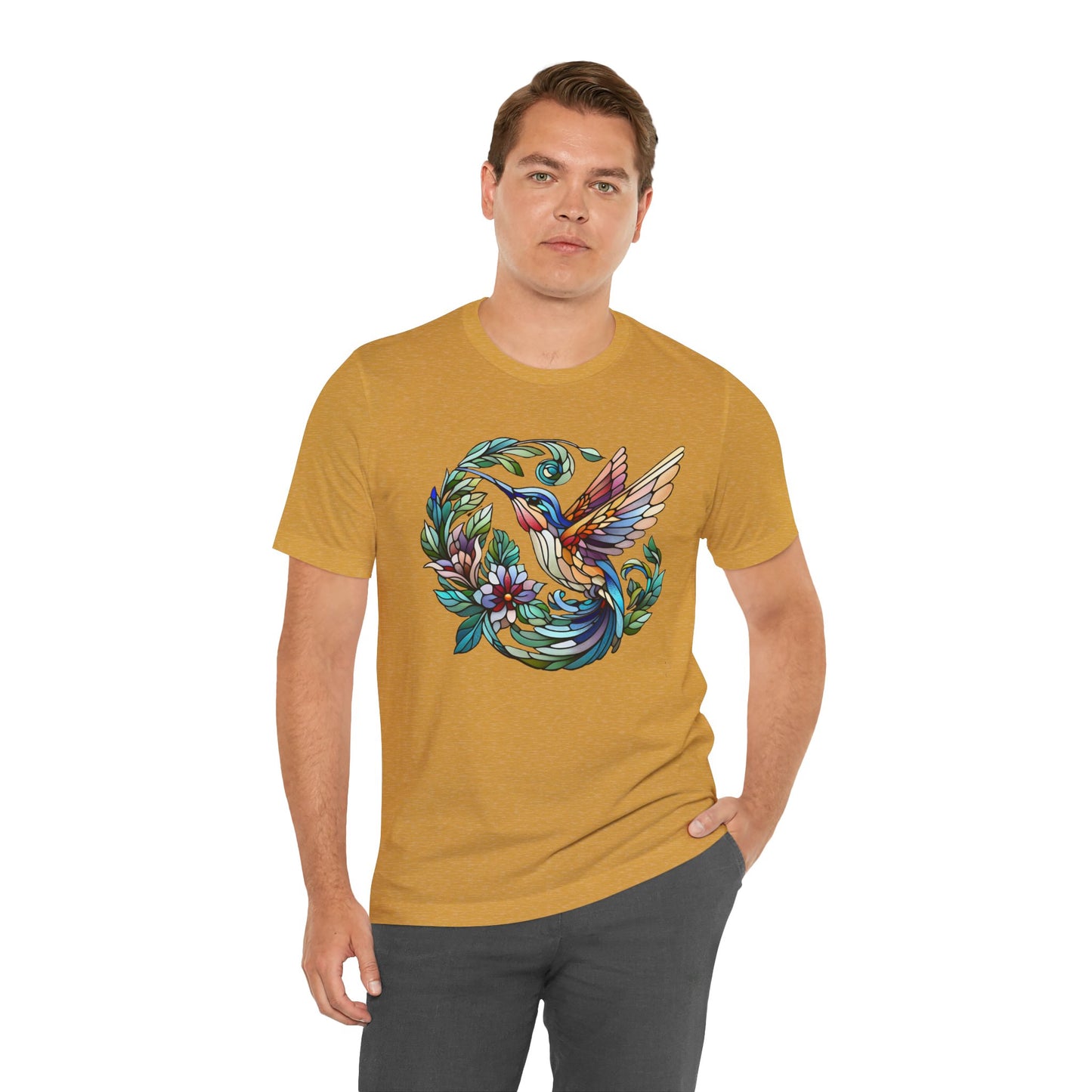 Stained Glass Hummingbird Tee – Vibrant Nature Shirt