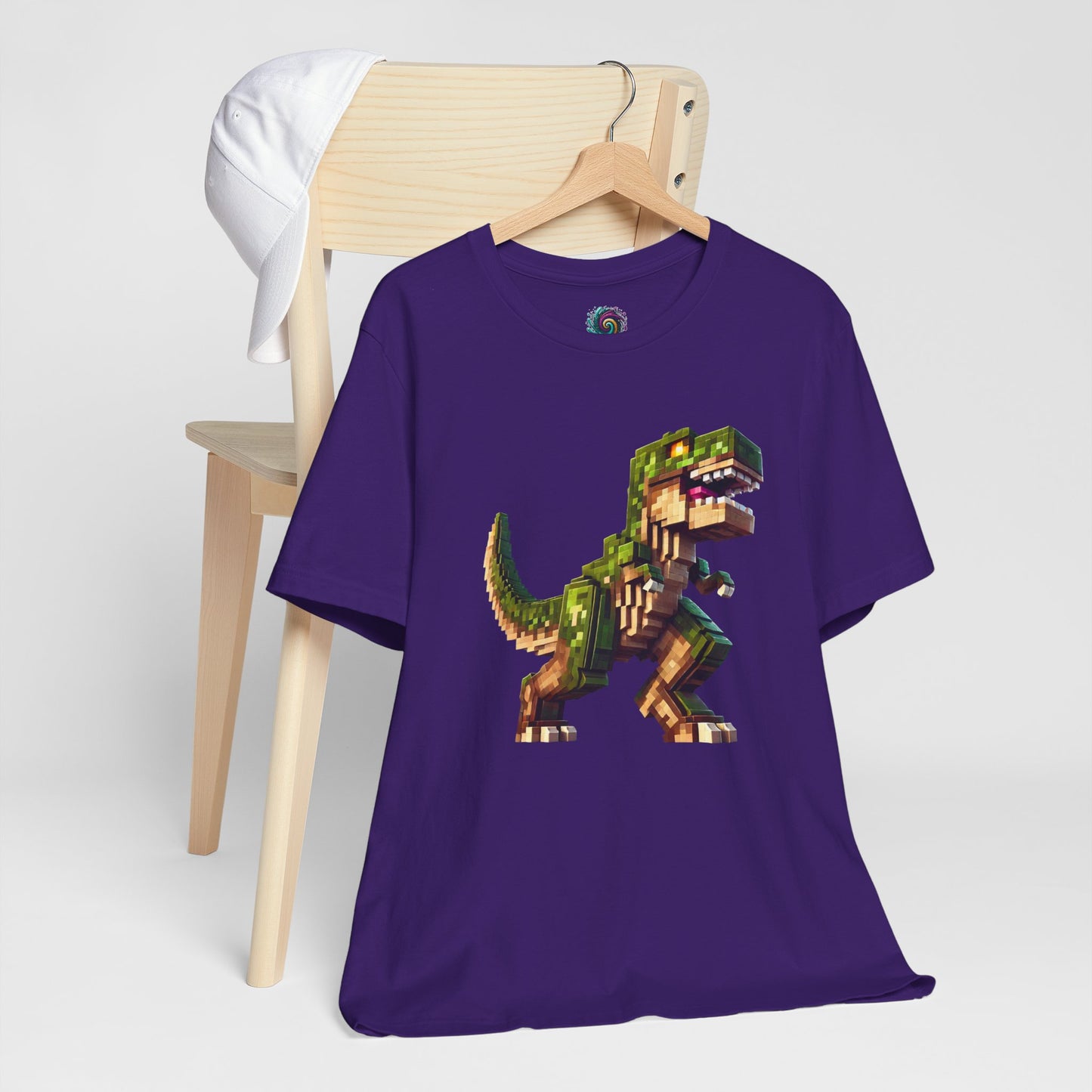 Pixel Dinosaur T-Shirt – Retro Dino Graphic Tee for Adults