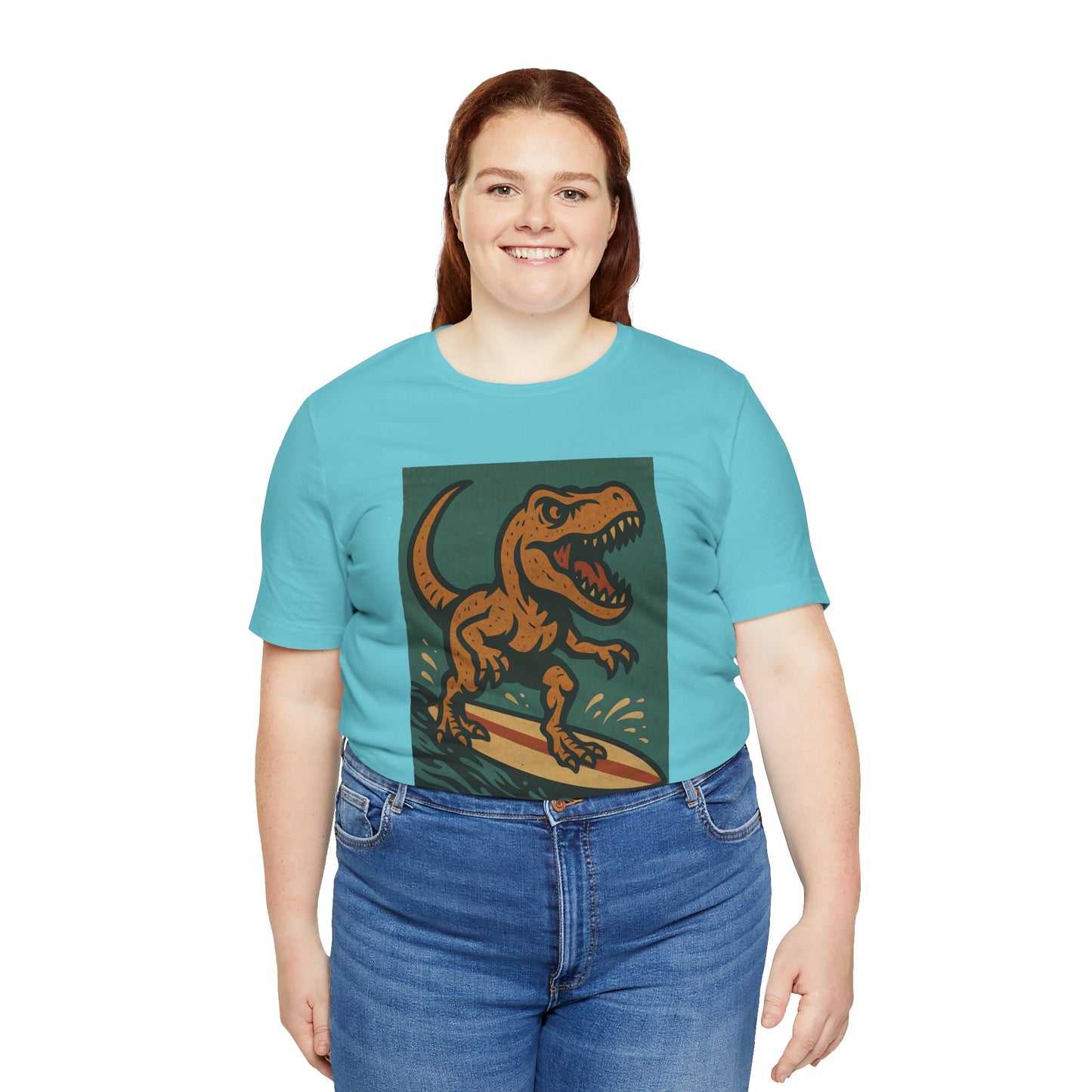 Surfing T-Rex T-Shirt – Funny Dinosaur Surfing Graphic Tee