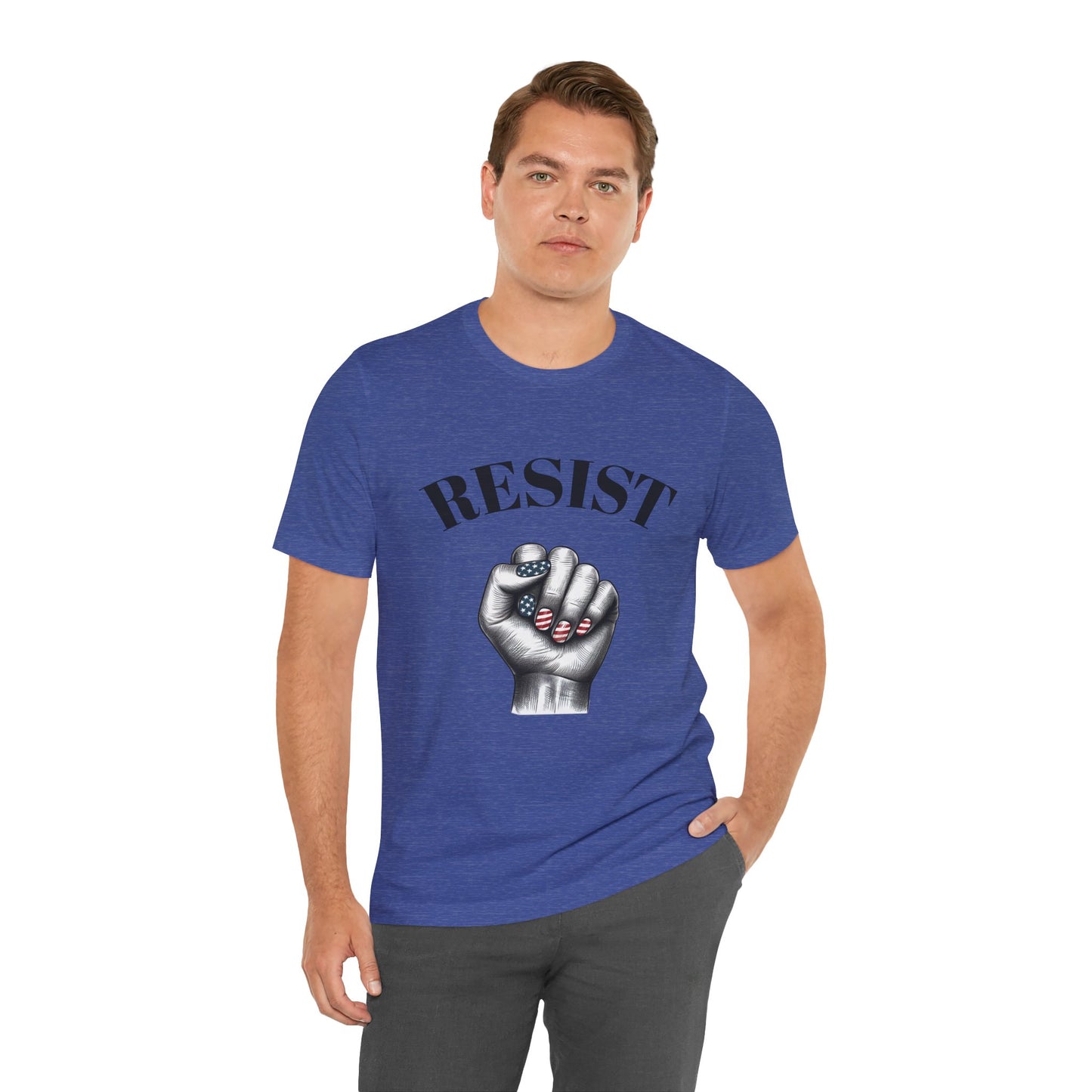 Resist Feminist Power Fist Tee – USA Flag Nails Protest Shirt - WhimSpin - https://whimspin.com