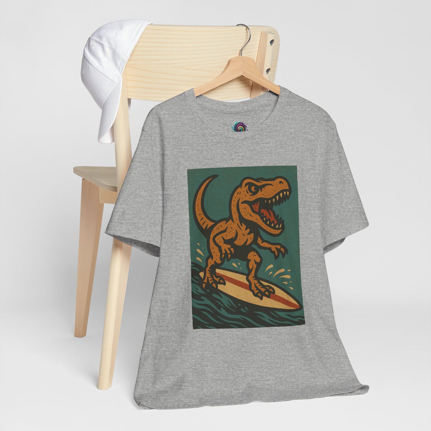 Surfing T-Rex T-Shirt – Funny Dinosaur Surfing Graphic Tee