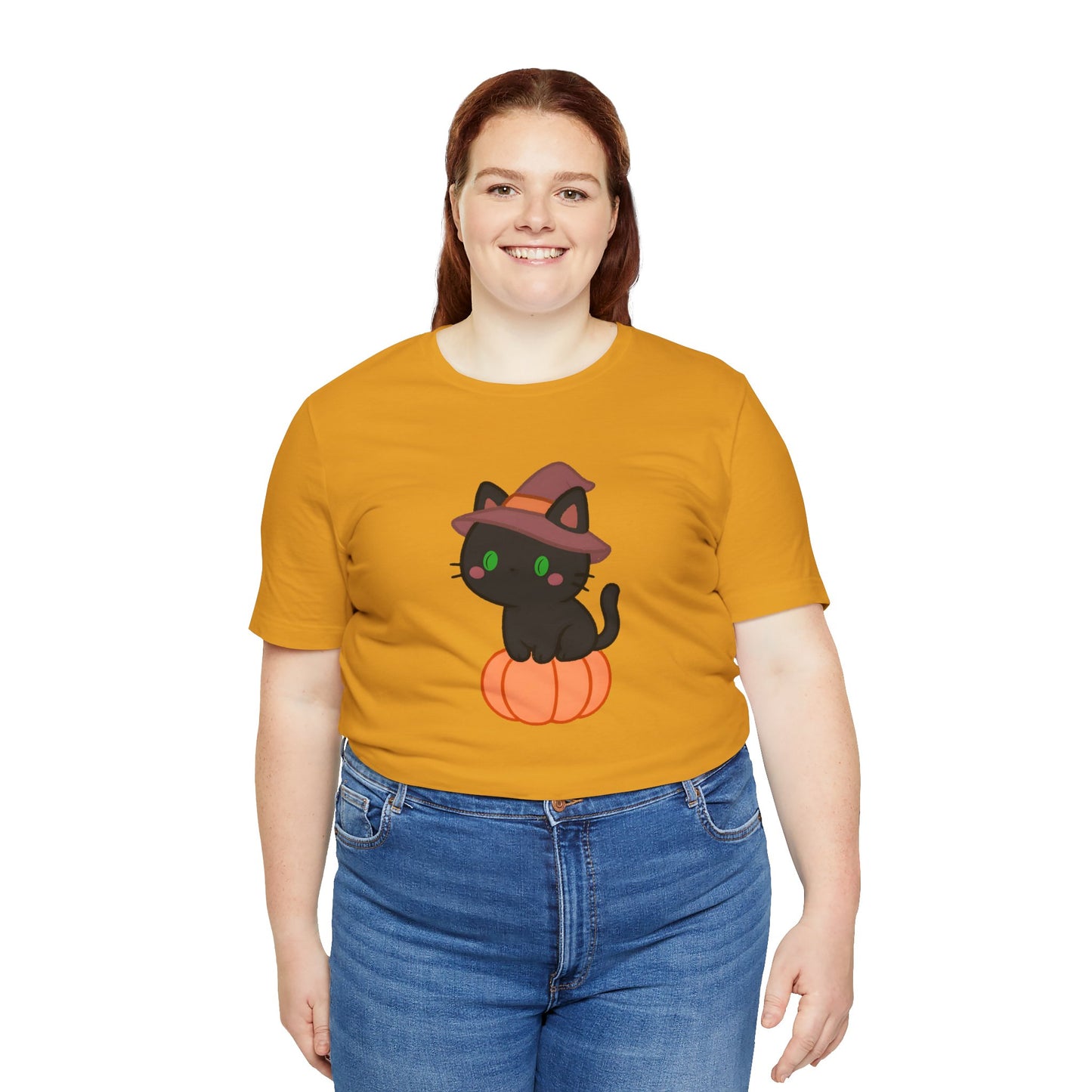 Halloween Cat Shirt – Cute Cat on a Pumpkin Graphic Tee