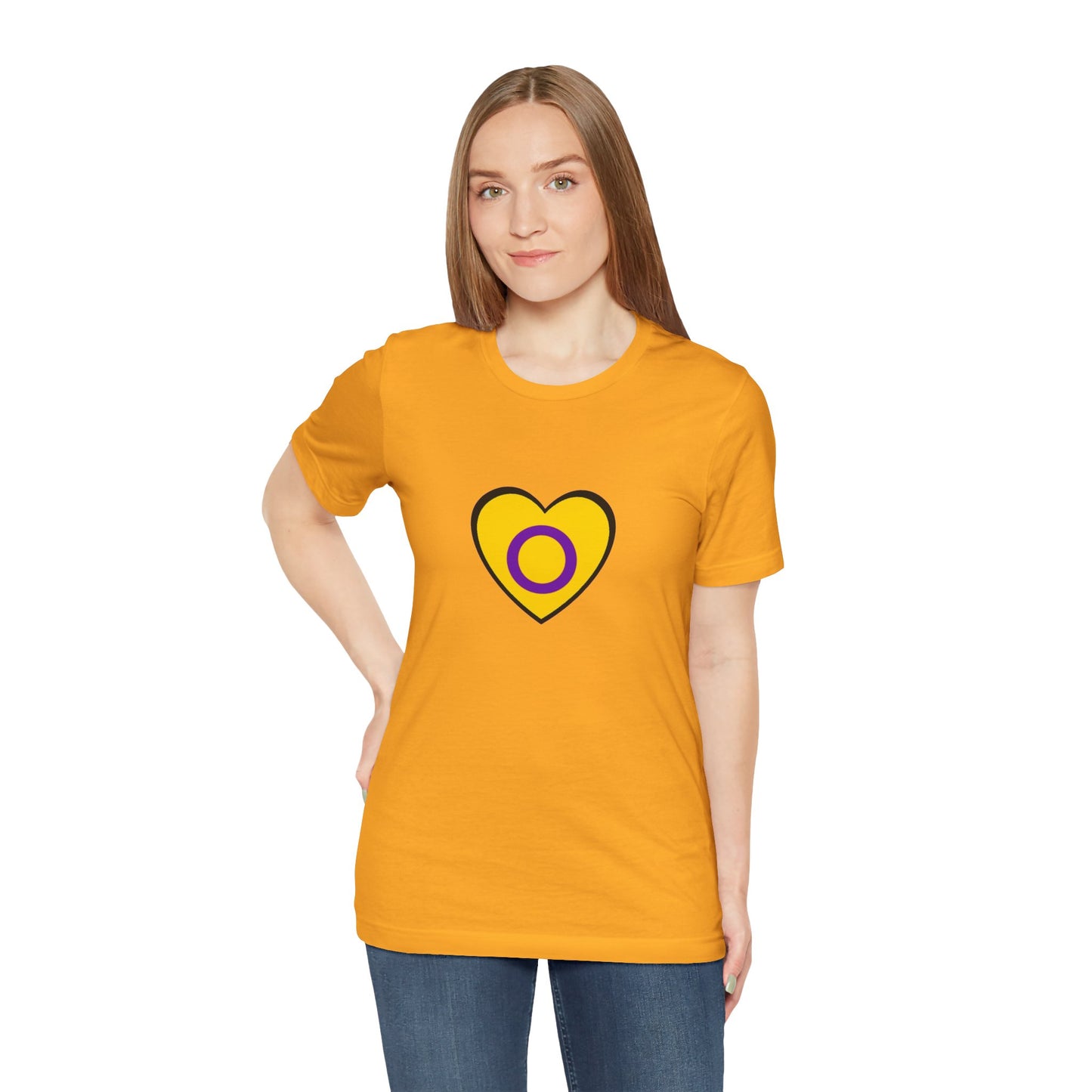 Intersex Pride Flag Heart T-Shirt – Minimalist LGBTQ+ Support Tee - WhimSpin - https://whimspin.com