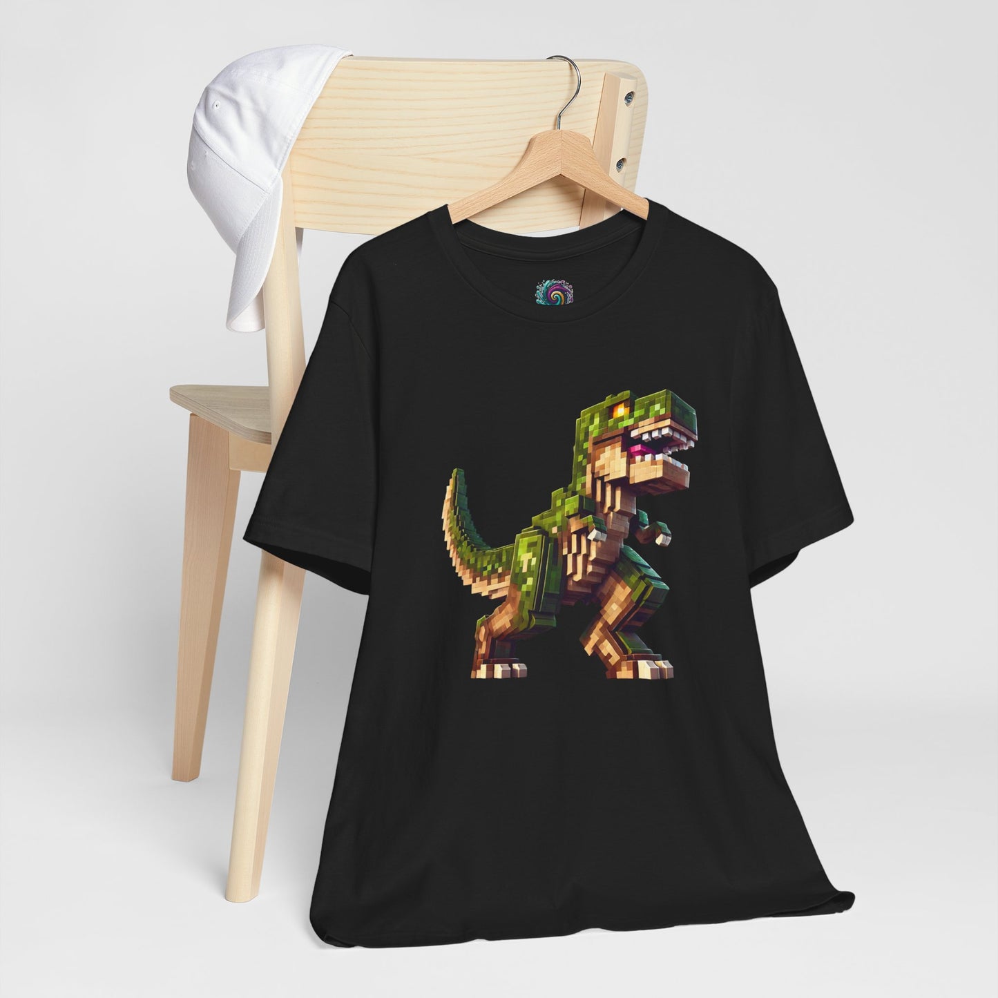 Pixel Dinosaur T-Shirt – Retro Dino Graphic Tee for Adults