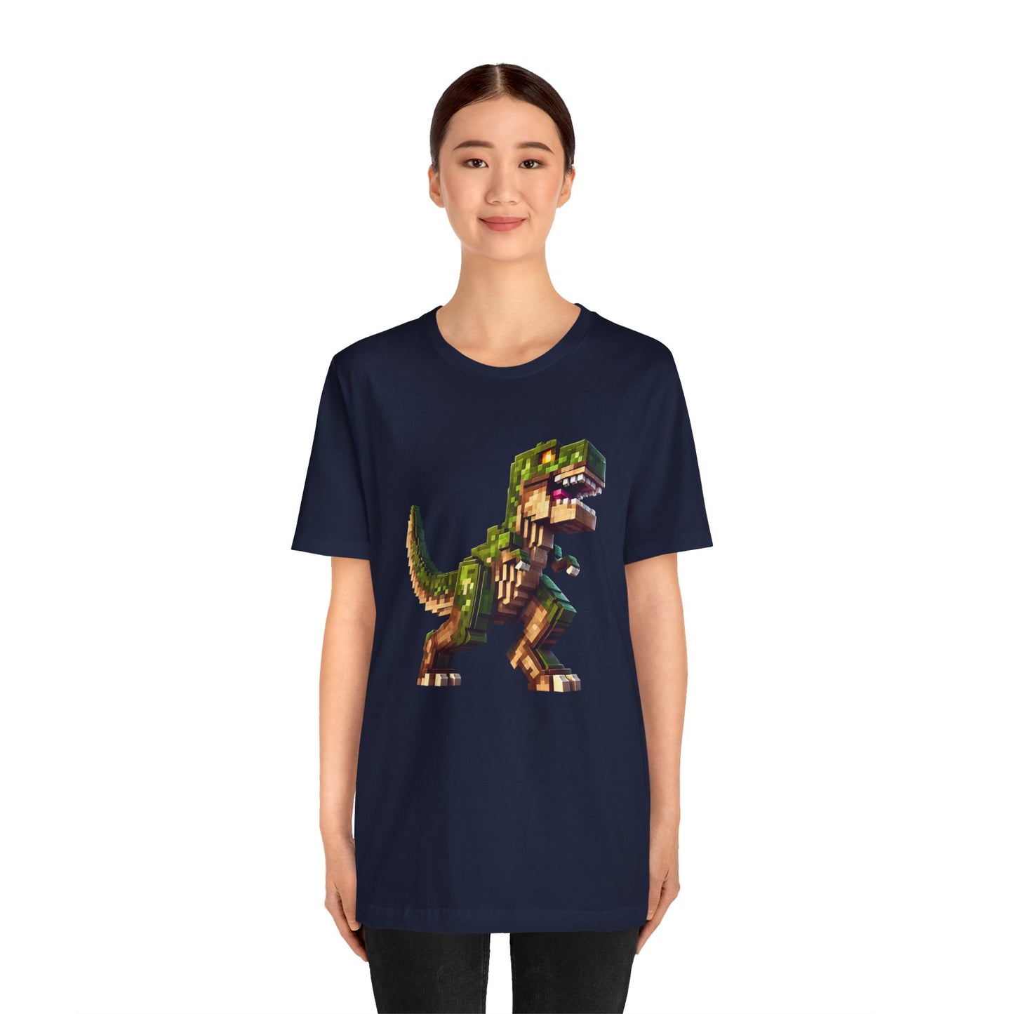 Pixel Dinosaur T-Shirt – Retro Dino Graphic Tee for Adults