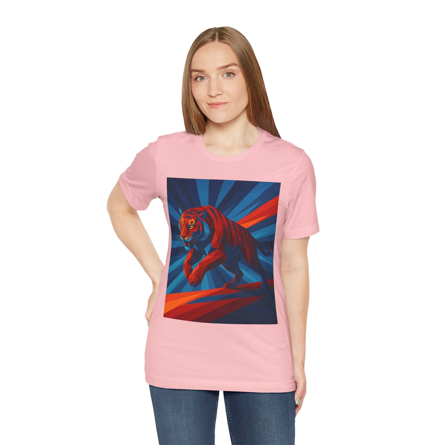 Geometric Tiger T-Shirt – Bold Jungle Animal Tee in Abstract Style - WhimSpin - https://whimspin.com