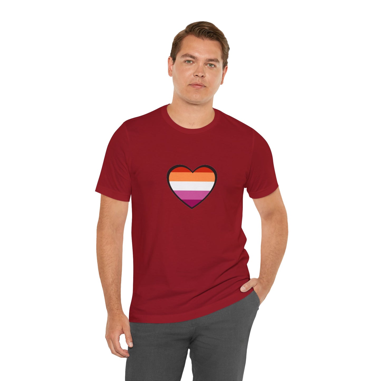 Lesbian Pride Flag Heart T-Shirt – Bold LGBTQ+ Graphic Tee - WhimSpin - https://whimspin.com