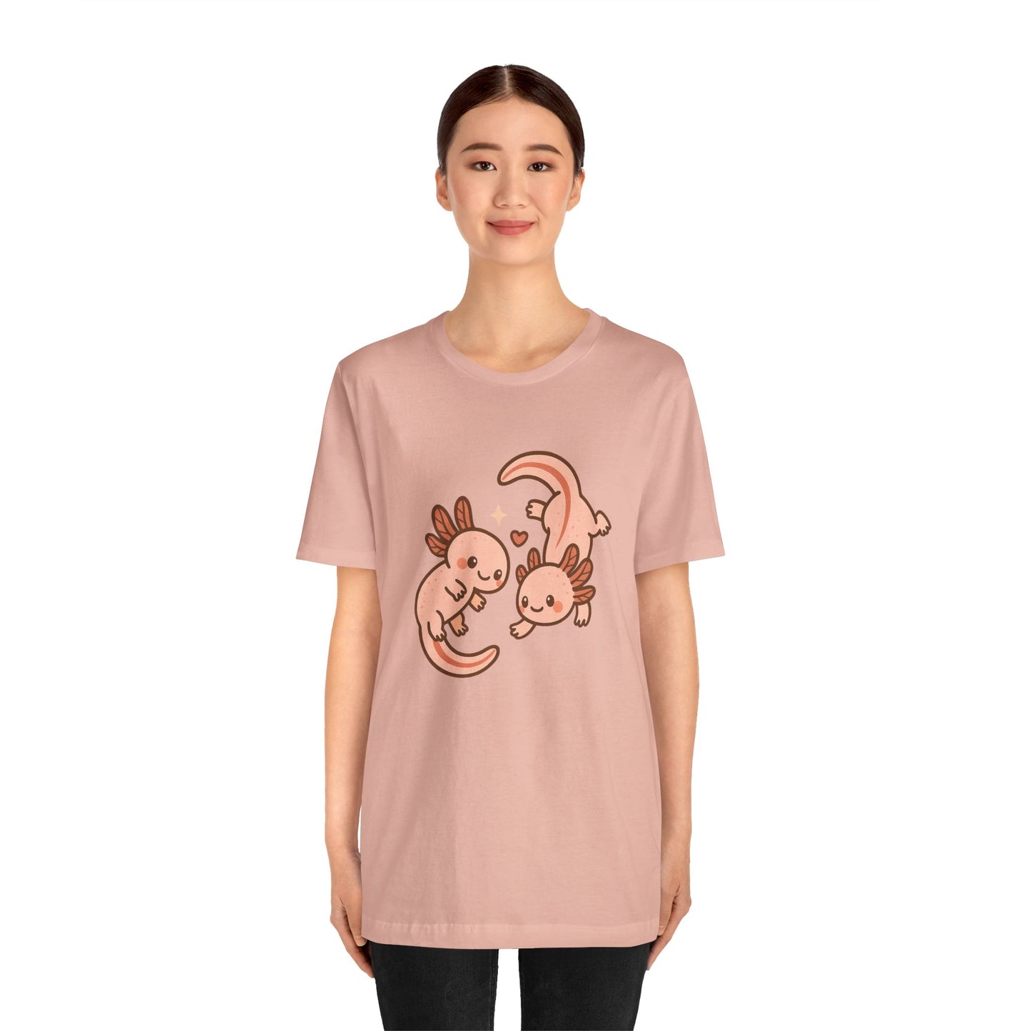 Kawaii Axolotl T-Shirt – Cute Tee with Smiling Axolotls - WhimSpin - https://whimspin.com