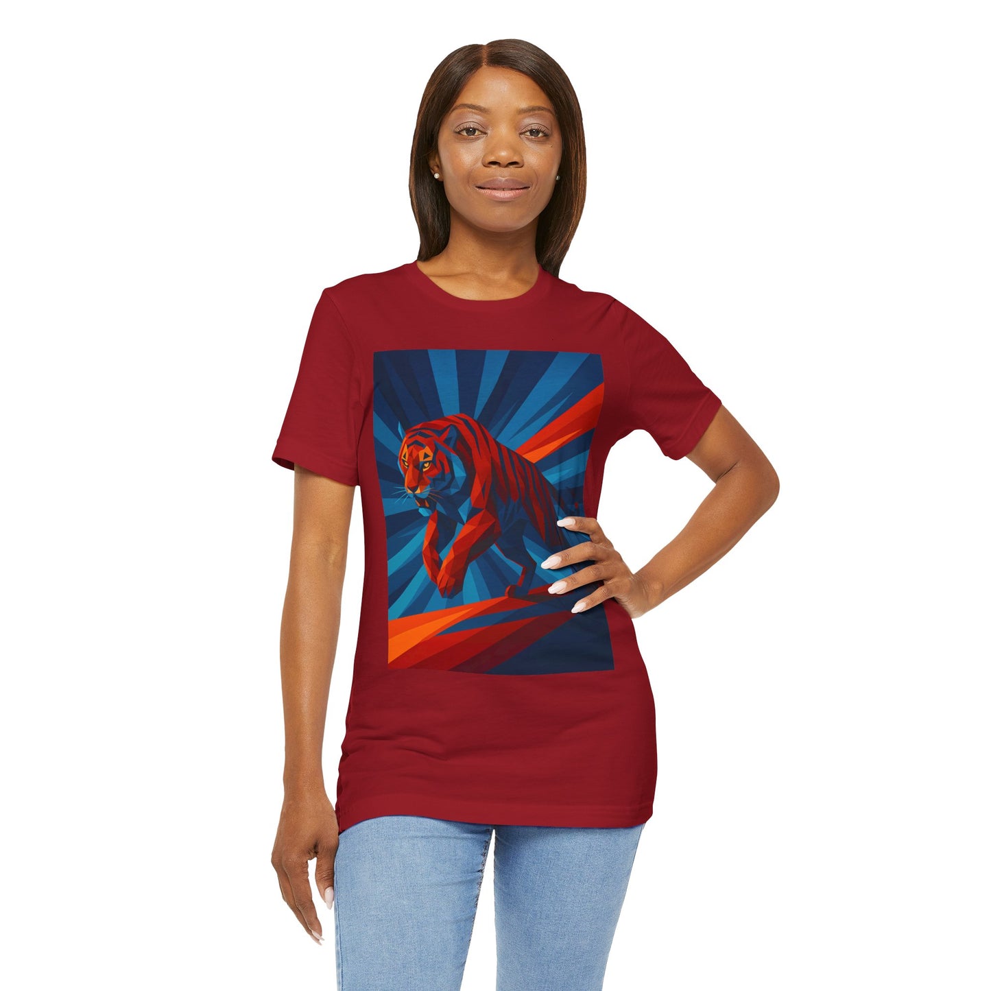 Geometric Tiger T-Shirt – Bold Jungle Animal Tee in Abstract Style - WhimSpin - https://whimspin.com