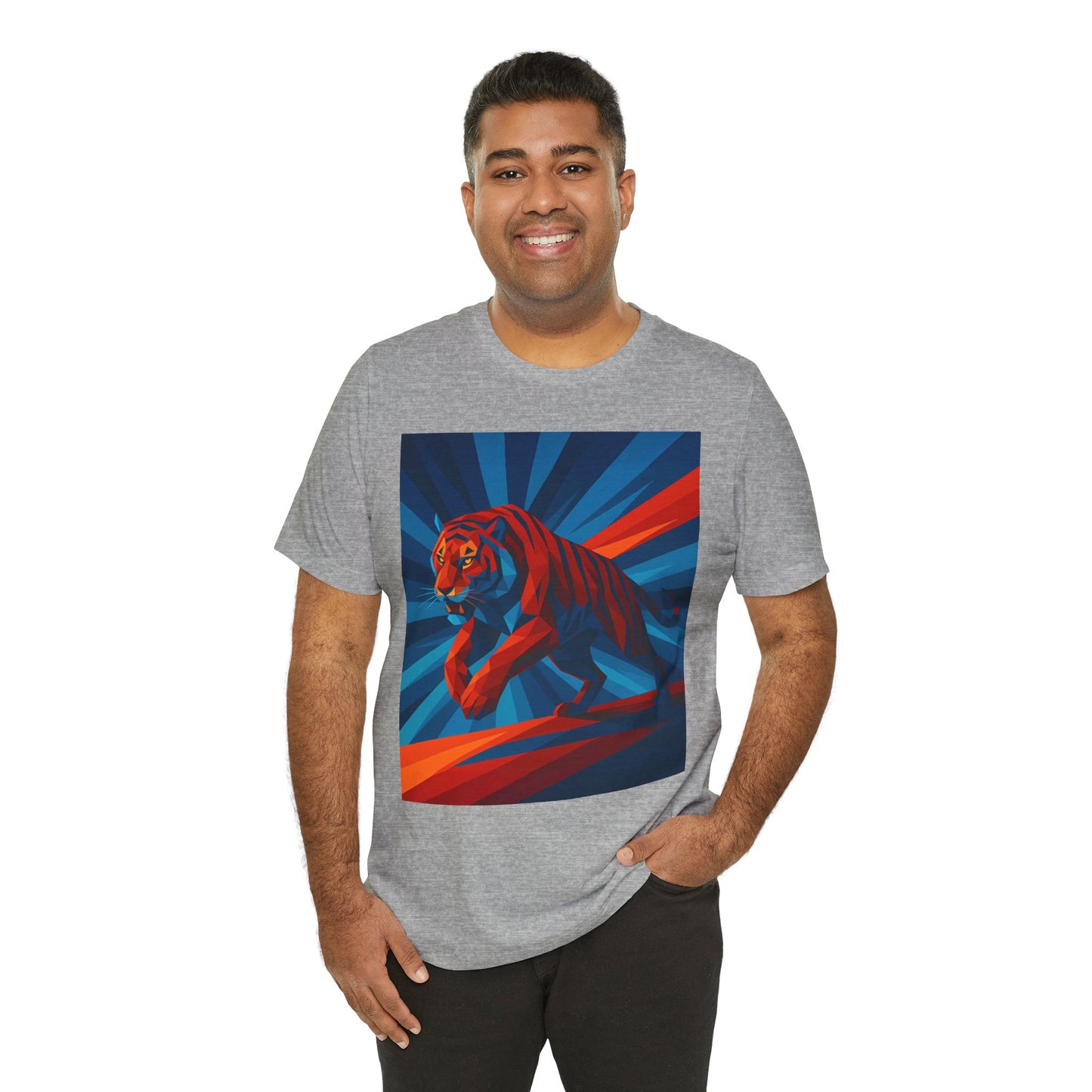 Geometric Tiger T-Shirt – Bold Jungle Animal Tee in Abstract Style - WhimSpin - https://whimspin.com