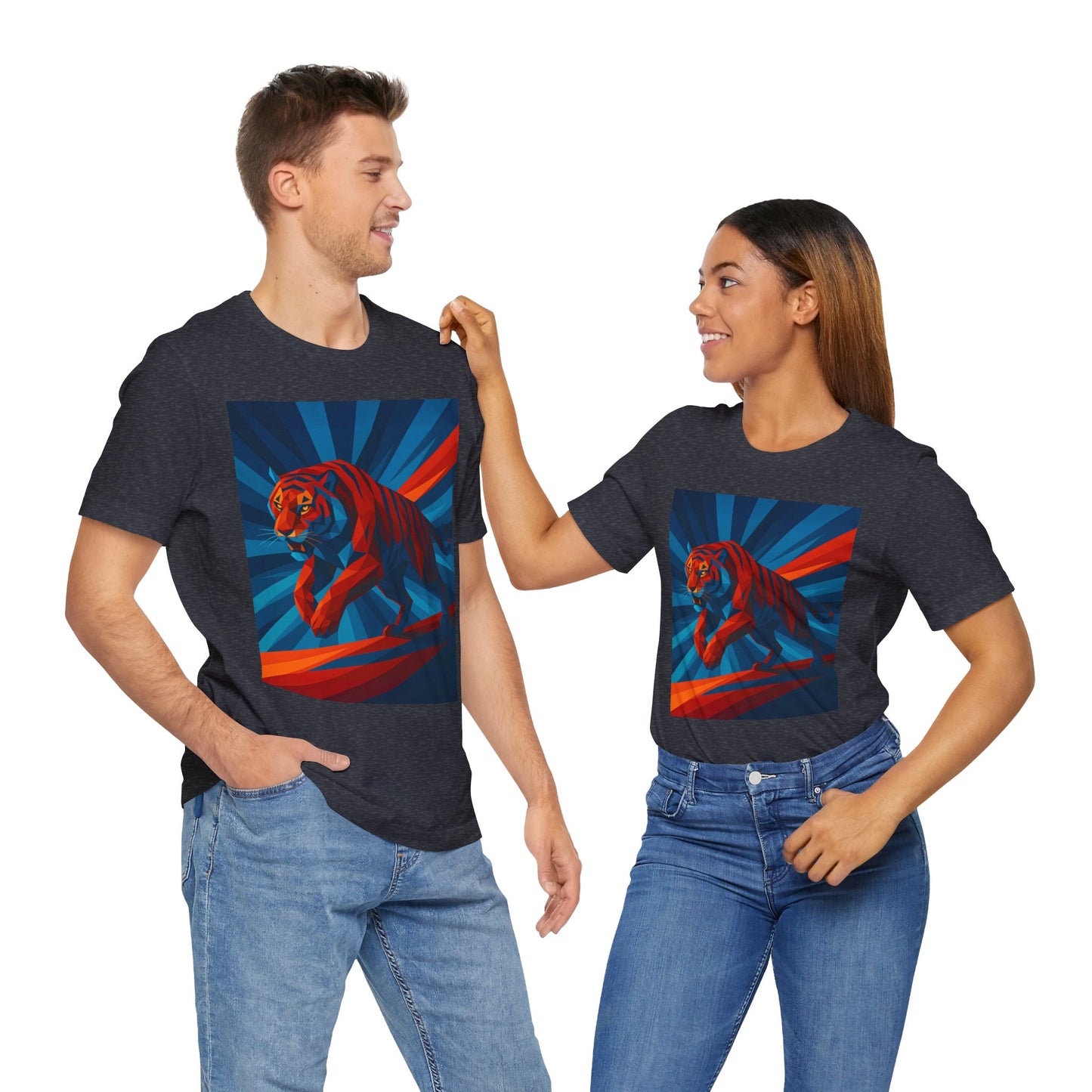 Geometric Tiger T-Shirt – Bold Jungle Animal Tee in Abstract Style - WhimSpin - https://whimspin.com
