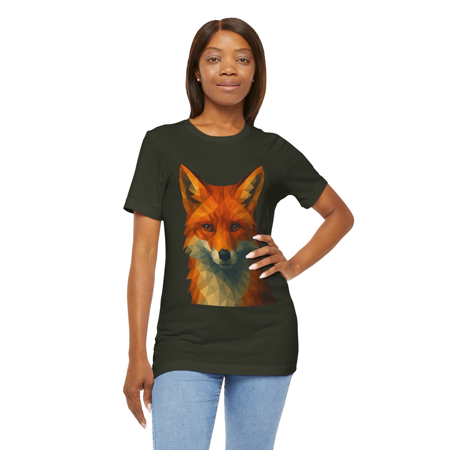 Geometric Fox T-Shirt – Polygon Animal Tee with Nature Vibes - WhimSpin - https://whimspin.com