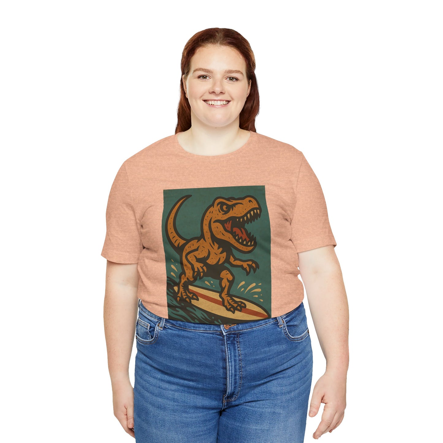Surfing T-Rex T-Shirt – Funny Dinosaur Surfing Graphic Tee