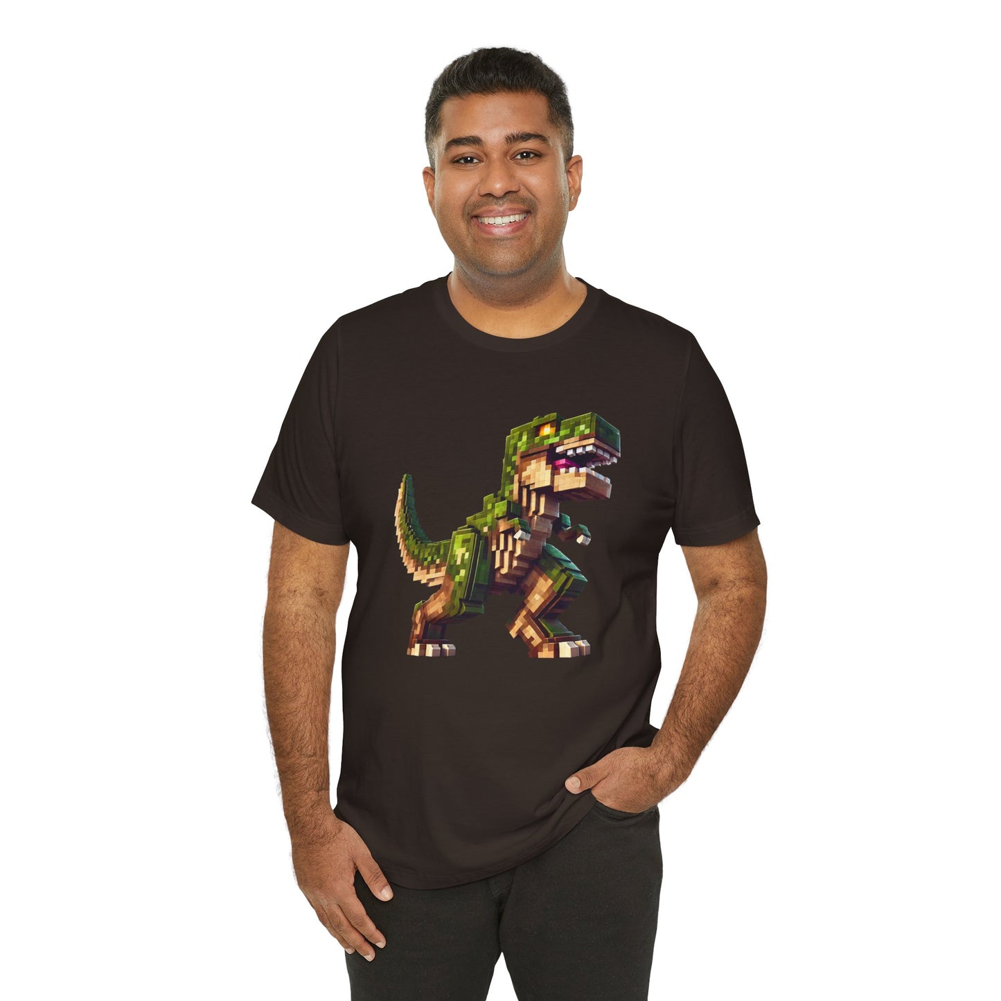 Pixel Dinosaur T-Shirt – Retro Dino Graphic Tee for Adults