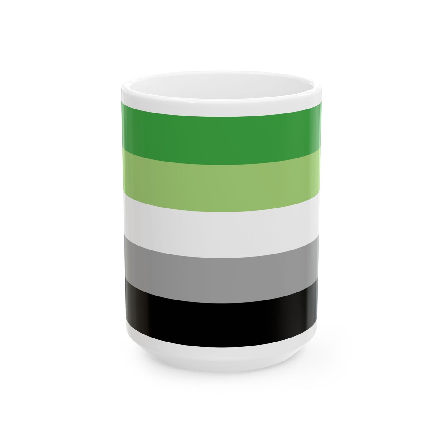 Aromantic Pride Flag Mug – Green Stripe LGBTQ+ Ceramic Cup