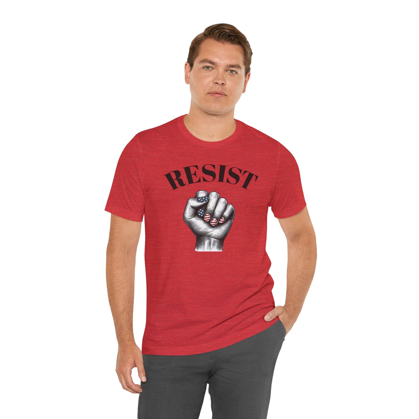 Resist Feminist Power Fist Tee – USA Flag Nails Protest Shirt