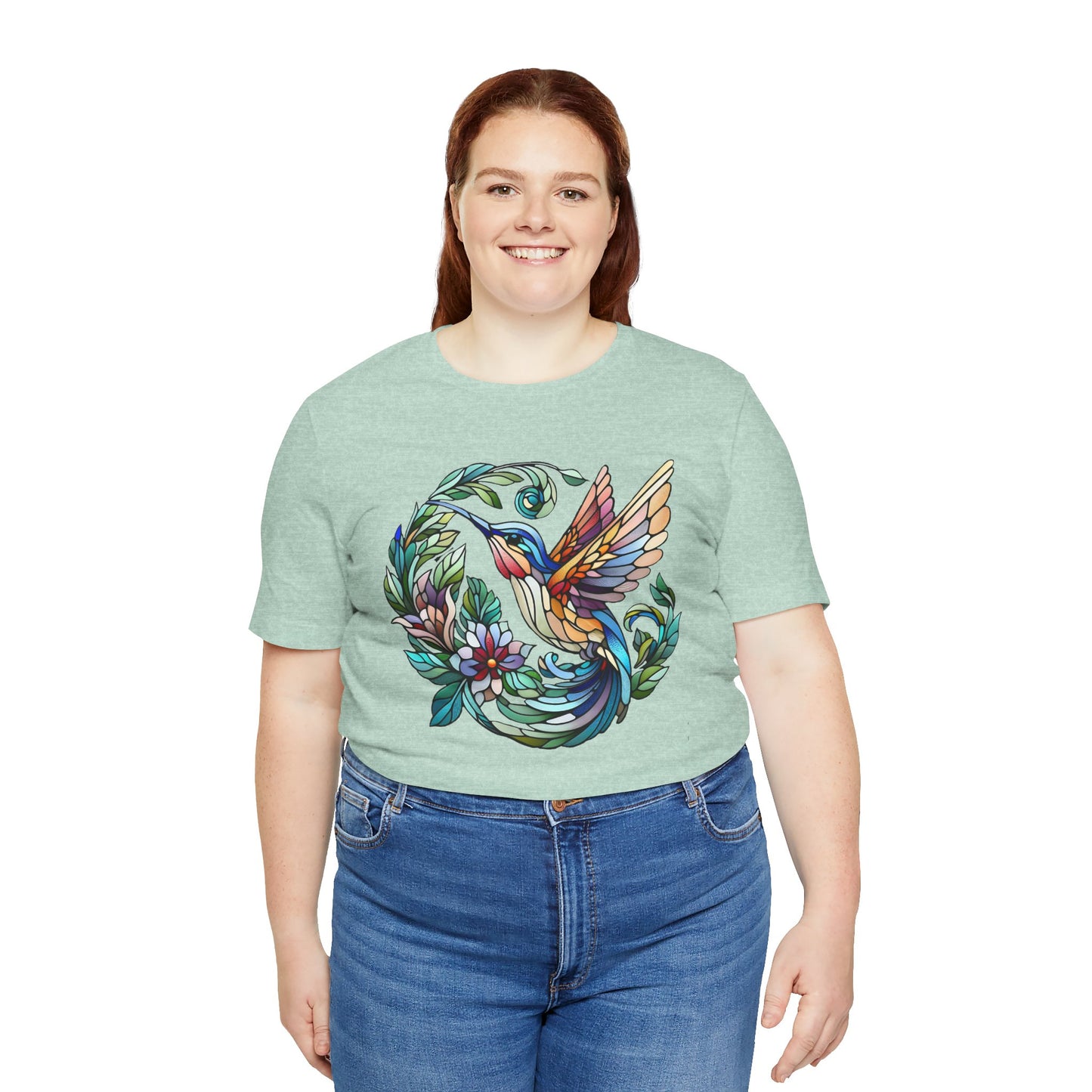 Stained Glass Hummingbird Tee – Vibrant Nature Shirt