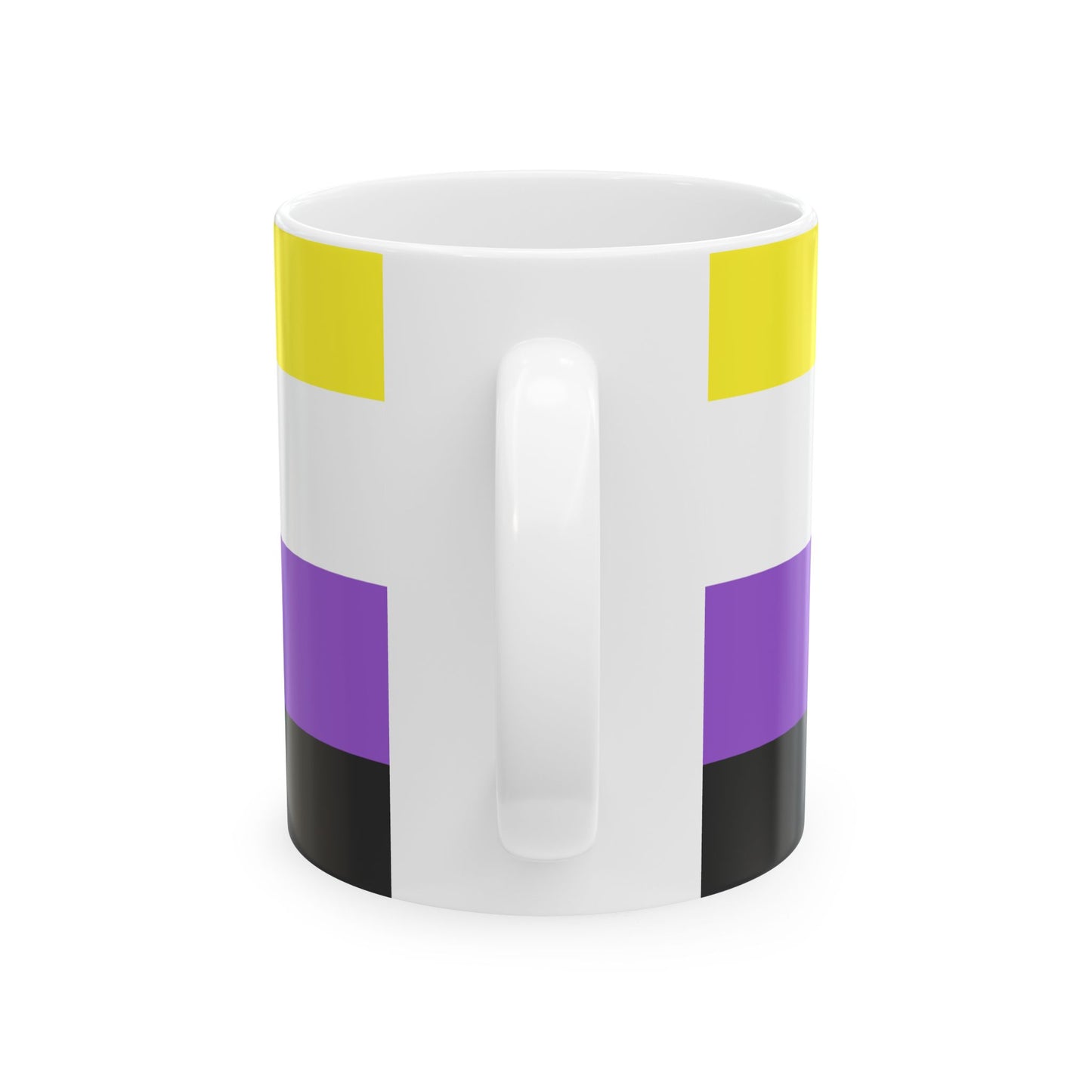 Nonbinary Pride Flag Cup – Yellow, White, Purple & Black LGBTQ+ Ceramic Mug