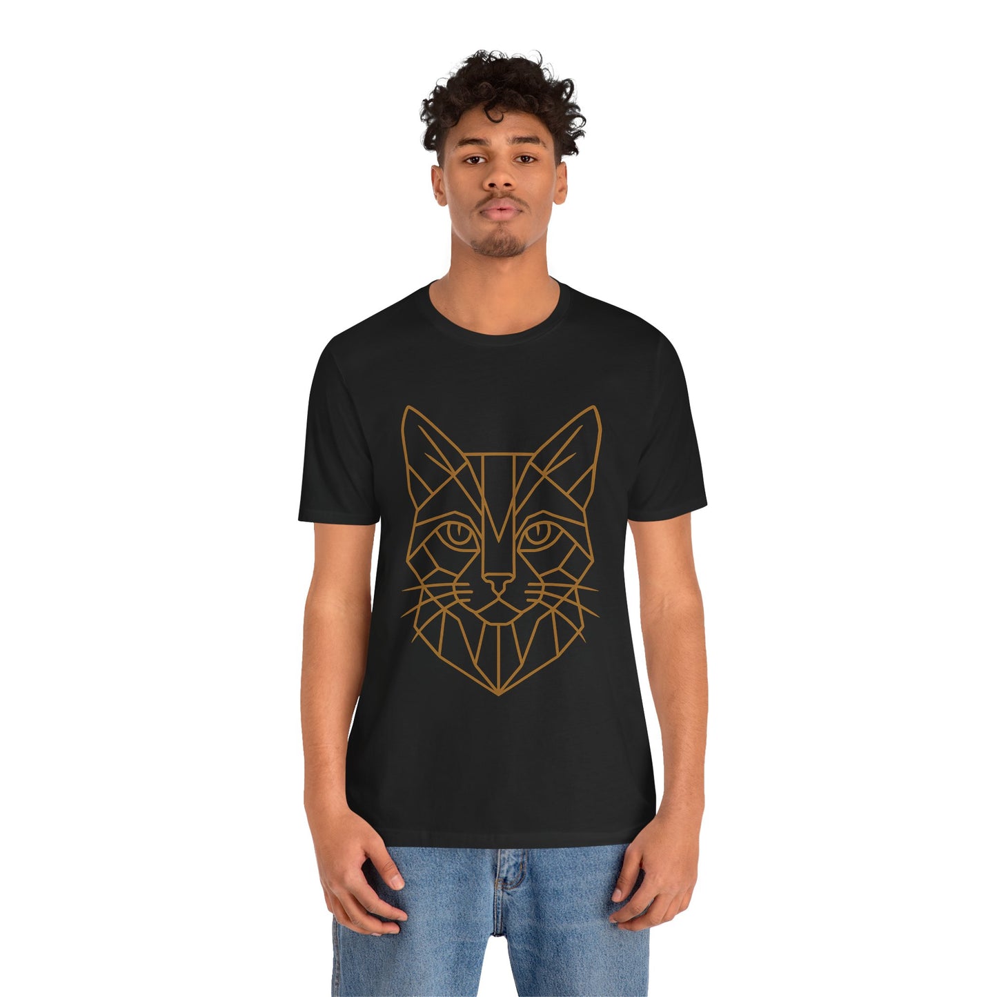 Geometric Cat T-Shirt – Minimalist Line Art Tee - WhimSpin - https://whimspin.com